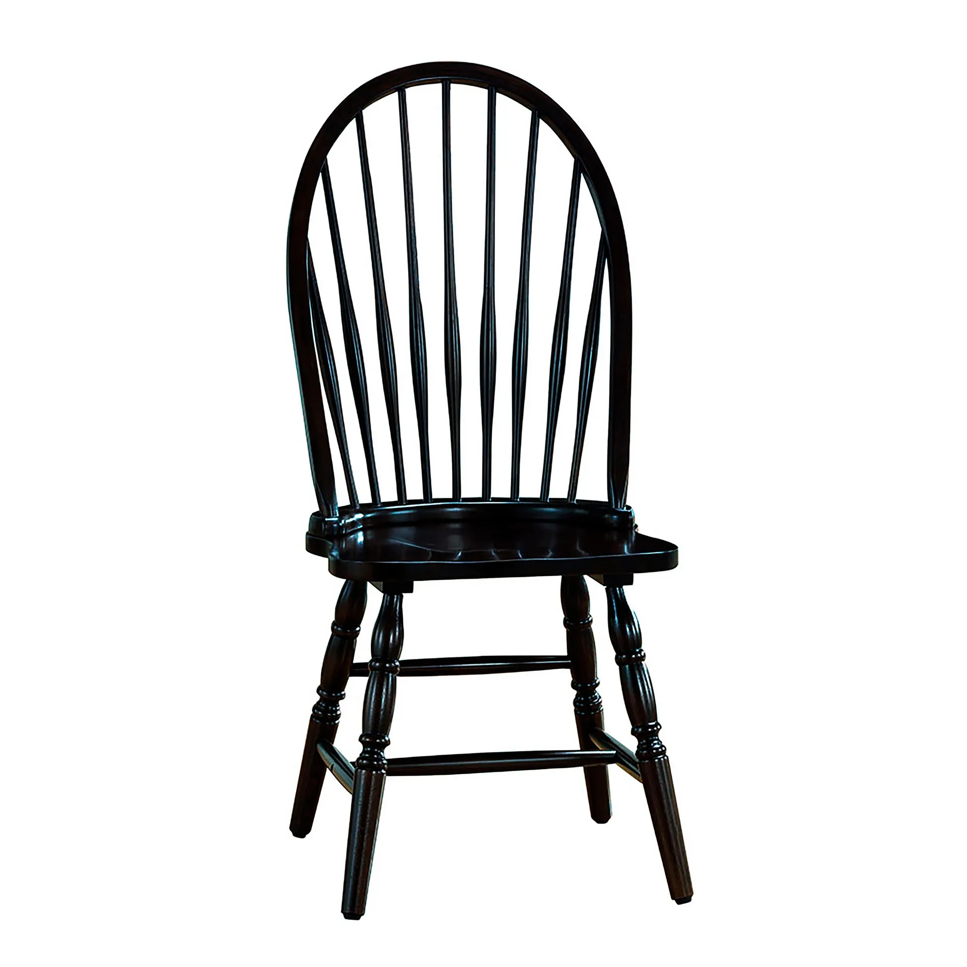 Traditional Hardwood Windsor Back Chair - Antique Black