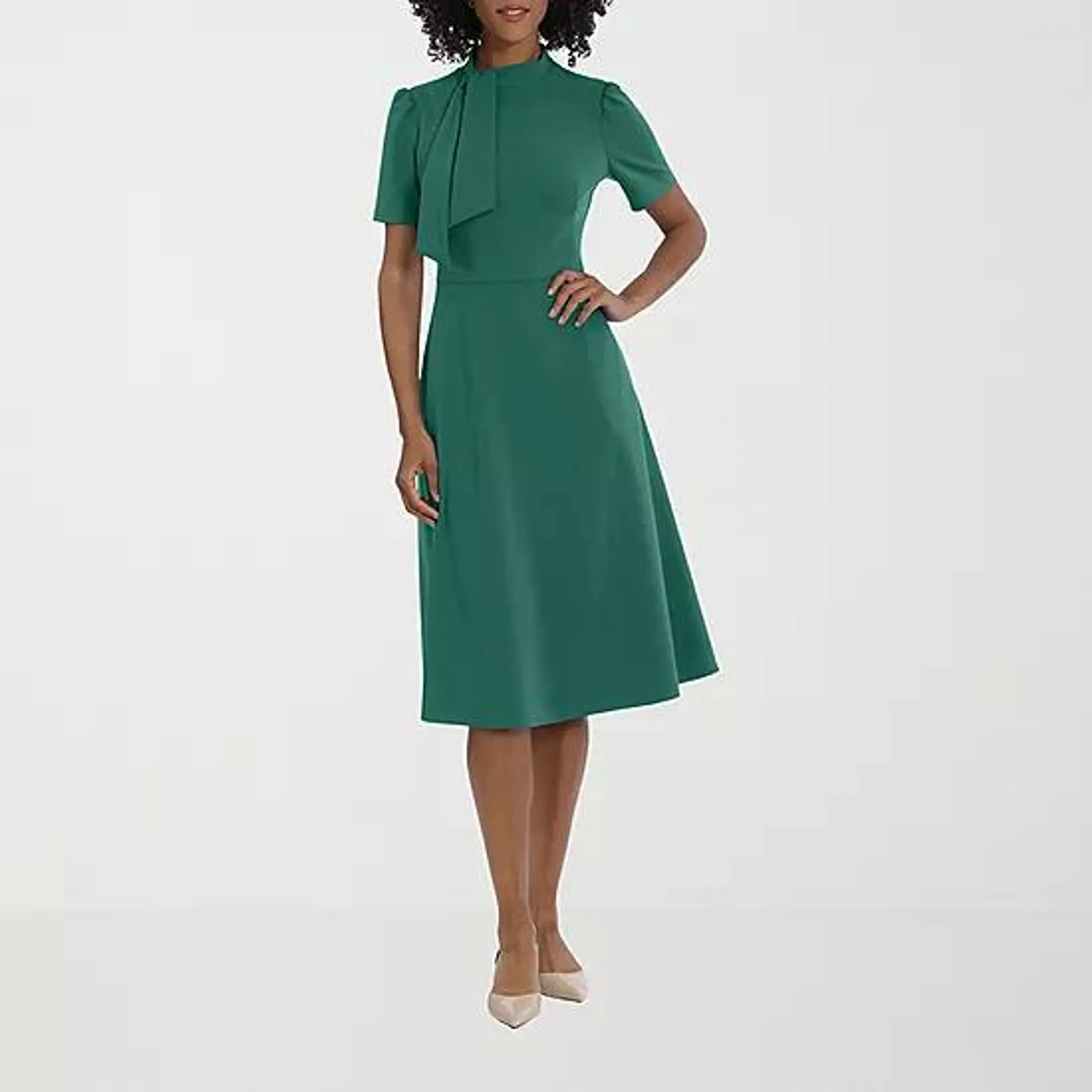 new! Ivy & Blue Womens Short Sleeve Midi Fit + Flare Dress