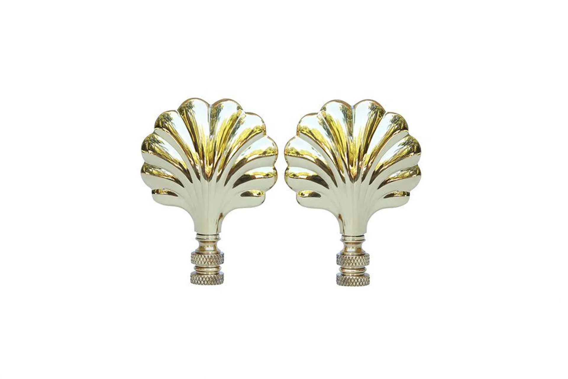 Brass Shell Lamp Finials - a Pair