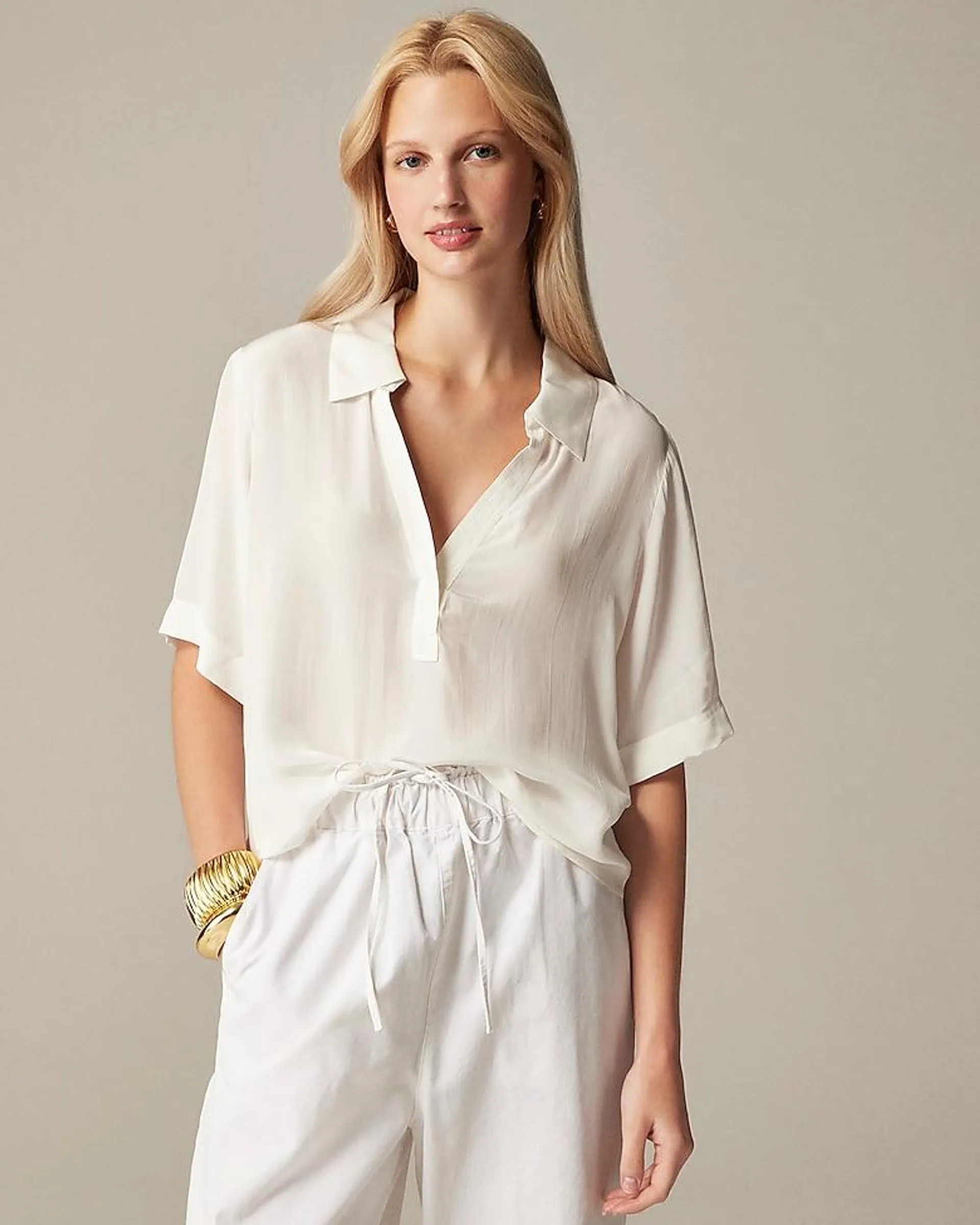 Bungalow popover top in crepe de chine