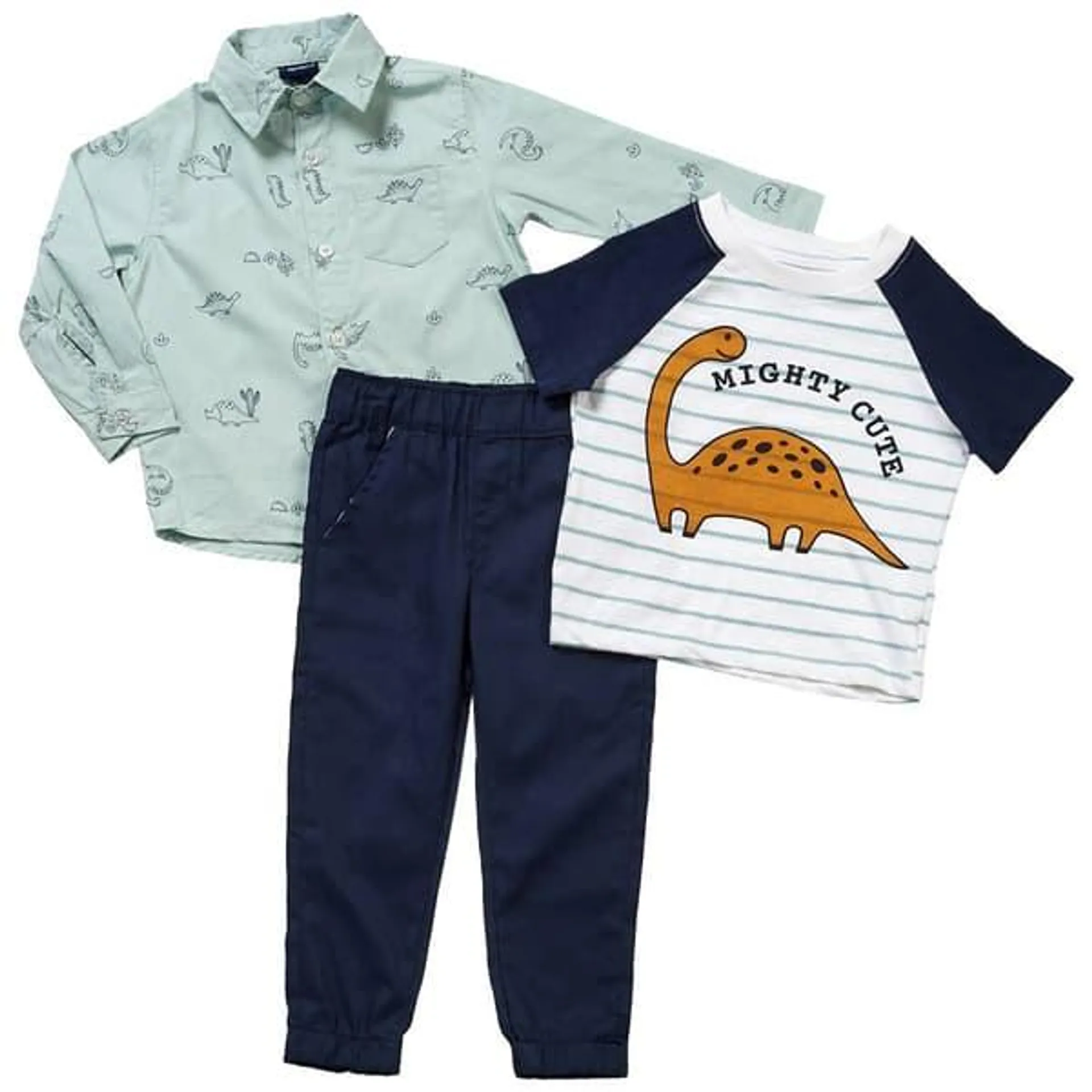 Toddler Boy Little Rebels® 3pc. Dino Cute/Button Down & Pants Set