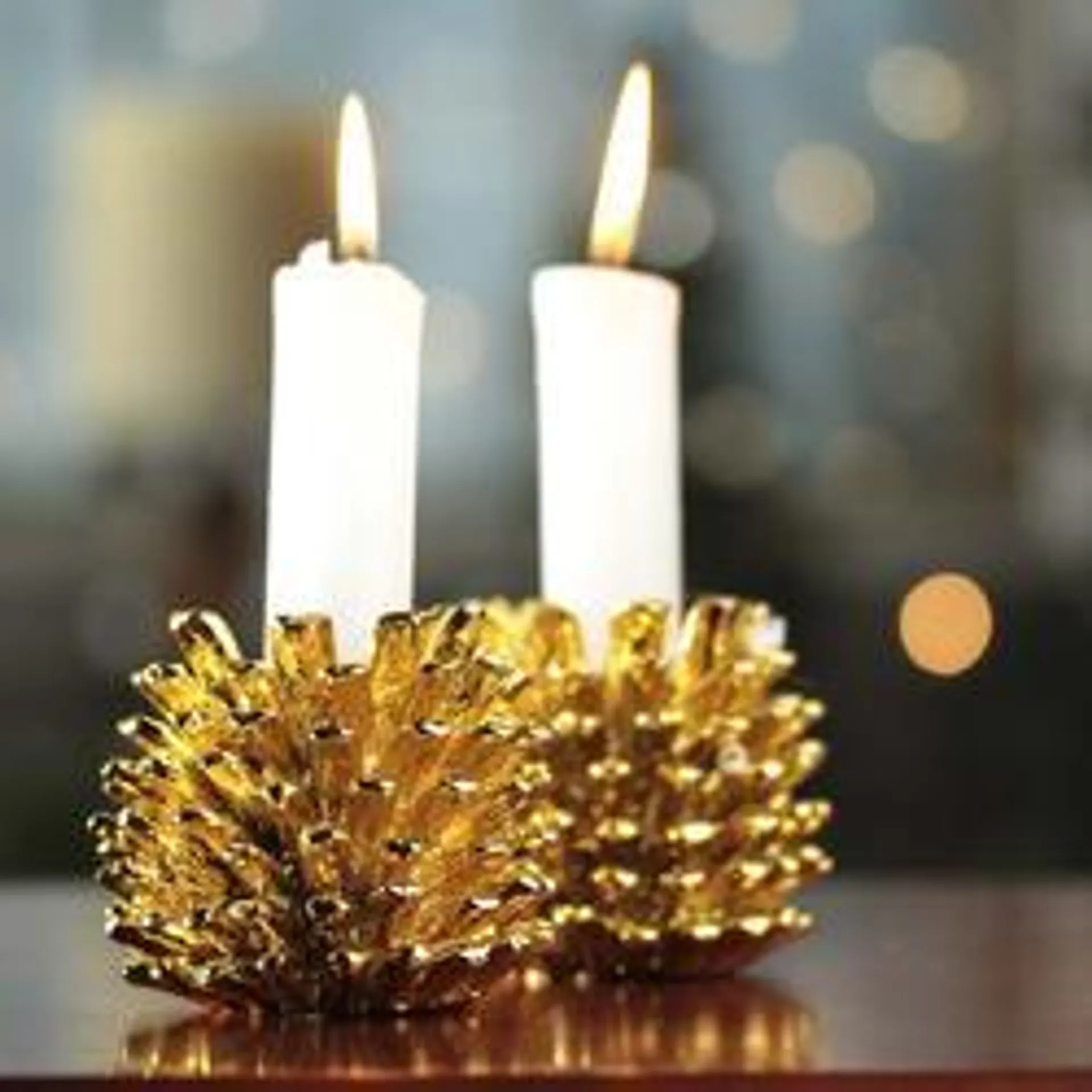 Gold Pinecone Candle Holders (Package of 2 pieces)