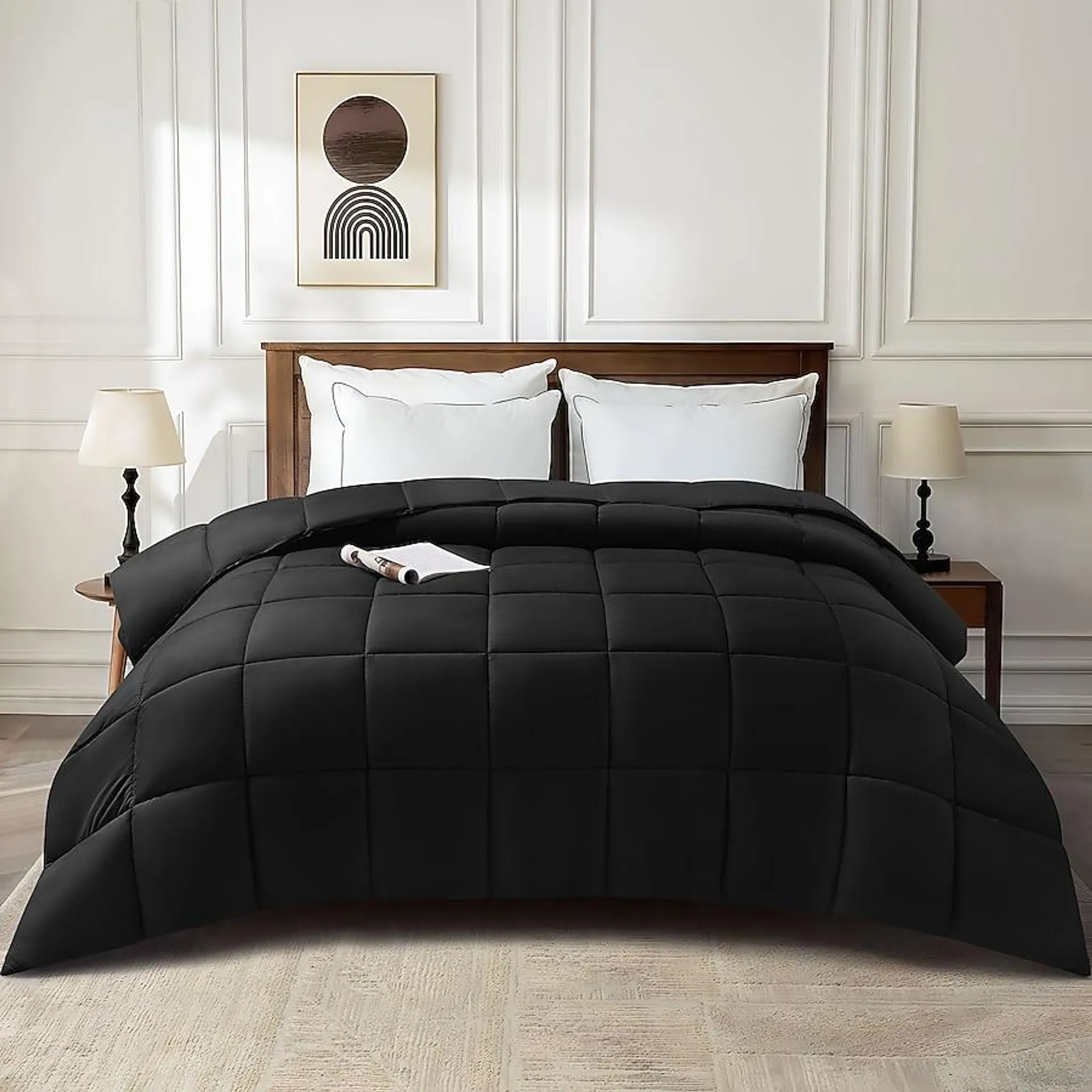 JEAREY Black Solid Reversible King Comforter with (Down Fill)