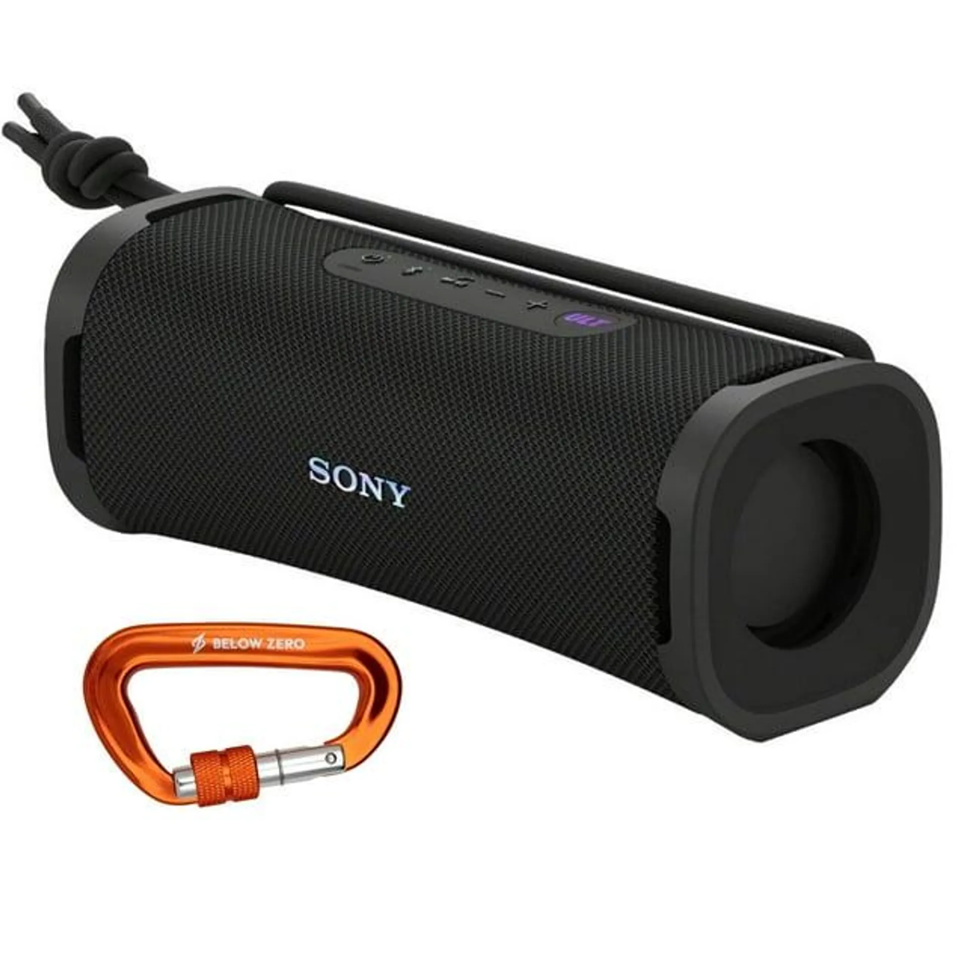 Sony ULT FIELD 1 Bluetooth Wireless Portable Speaker with Echo Canceling Technology (Black) Bundle with 12kN Heavy Duty Carabiner with Locking Clip (Orange) (2 Items)