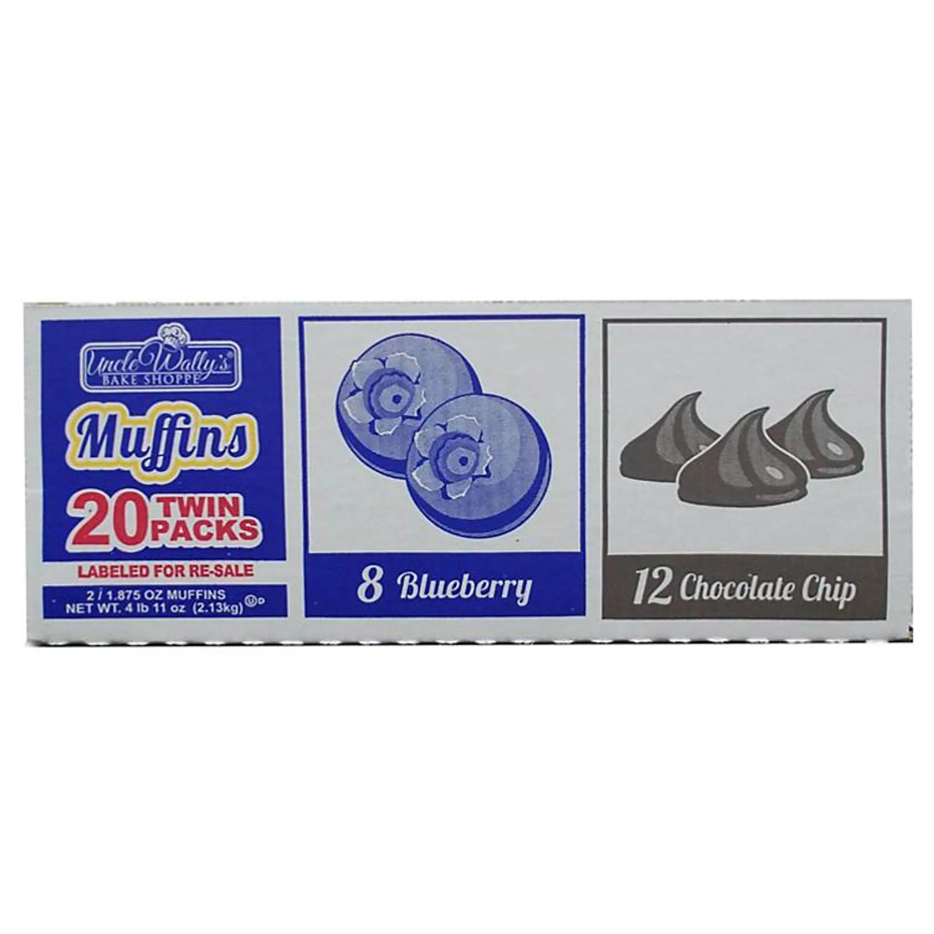 Uncle Wally's Assorted Twin Pack Muffins, Chocolate Chip and Blueberry (20 pk.)