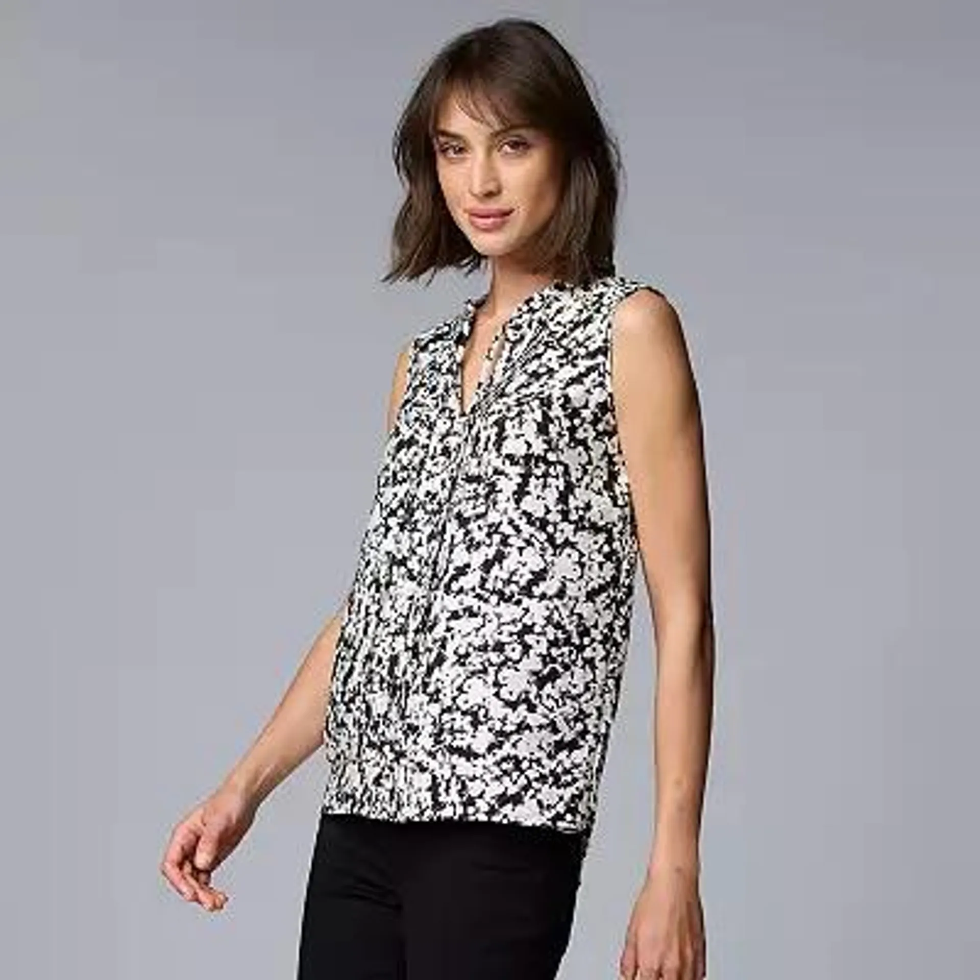 Women's Simply Vera Vera Wang Tie Front Pintuck Top