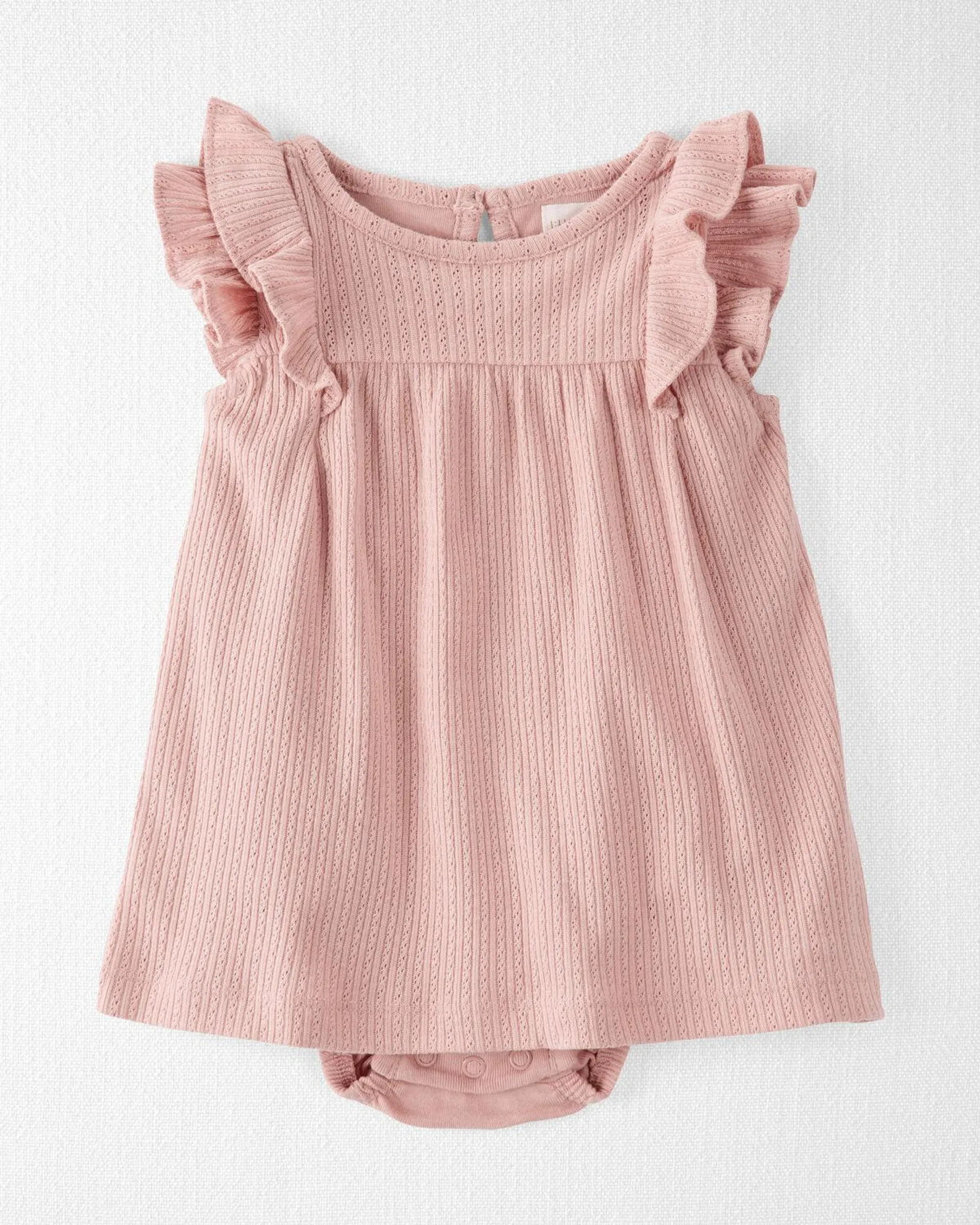 Baby Pointelle-Knit Bodysuit Dress Made with Organic Cotton in Pink