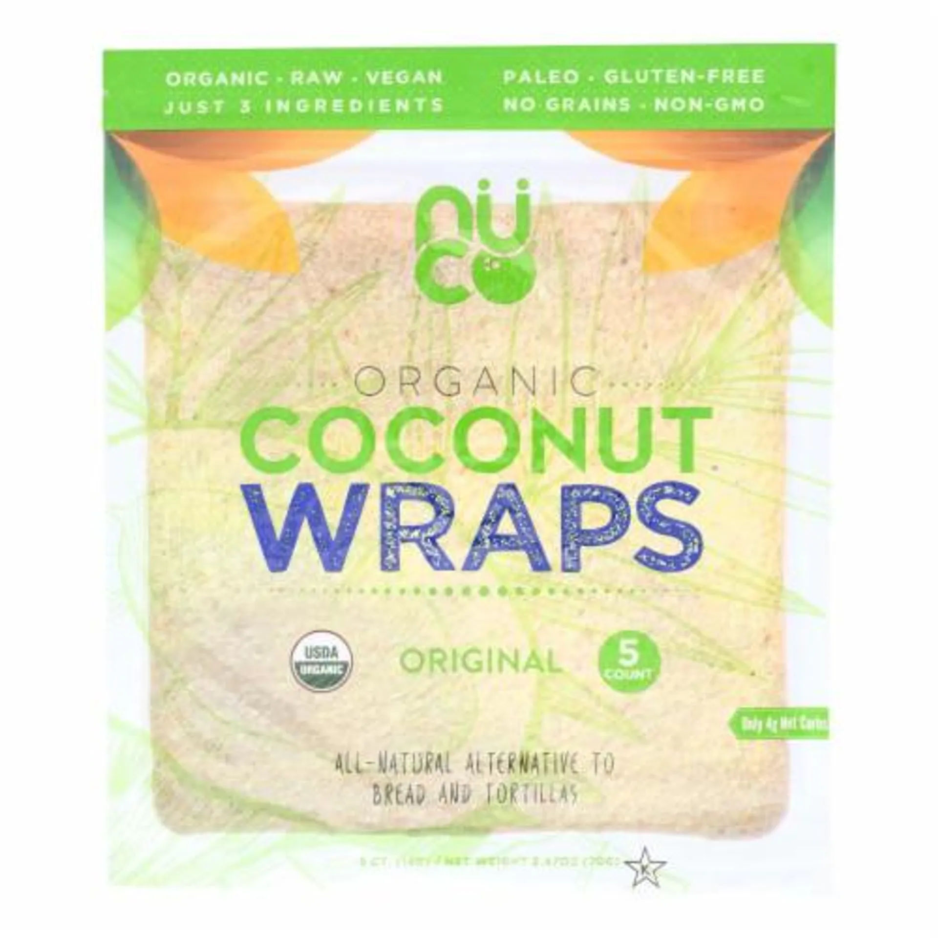 Nuco Organic Coconut Wraps - Case of 12 - 2.47 OZ