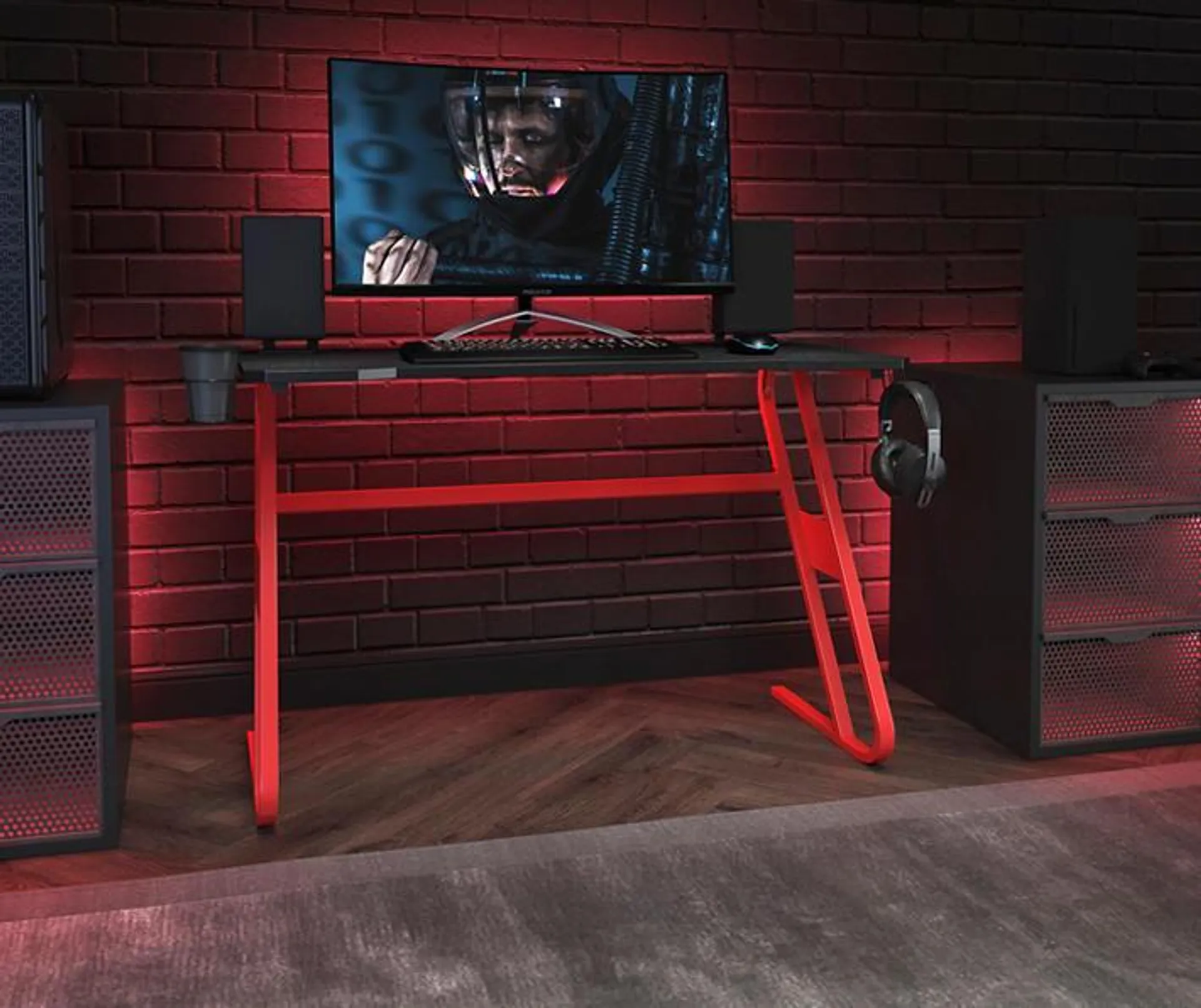 Red & Black Contemporary Gaming Desk