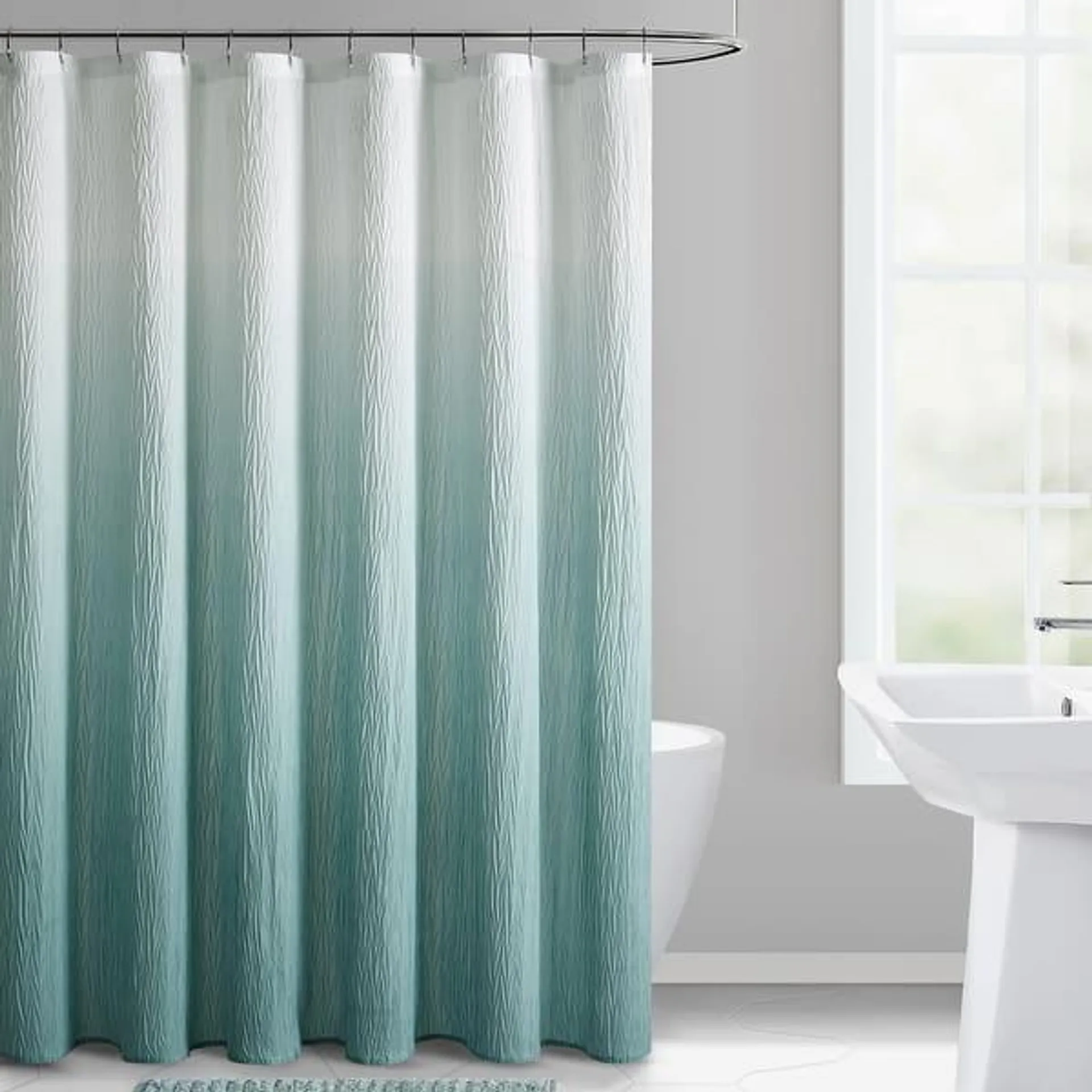 VCNY Home Aqua Ombre Taffeta Fabric Shower Curtain