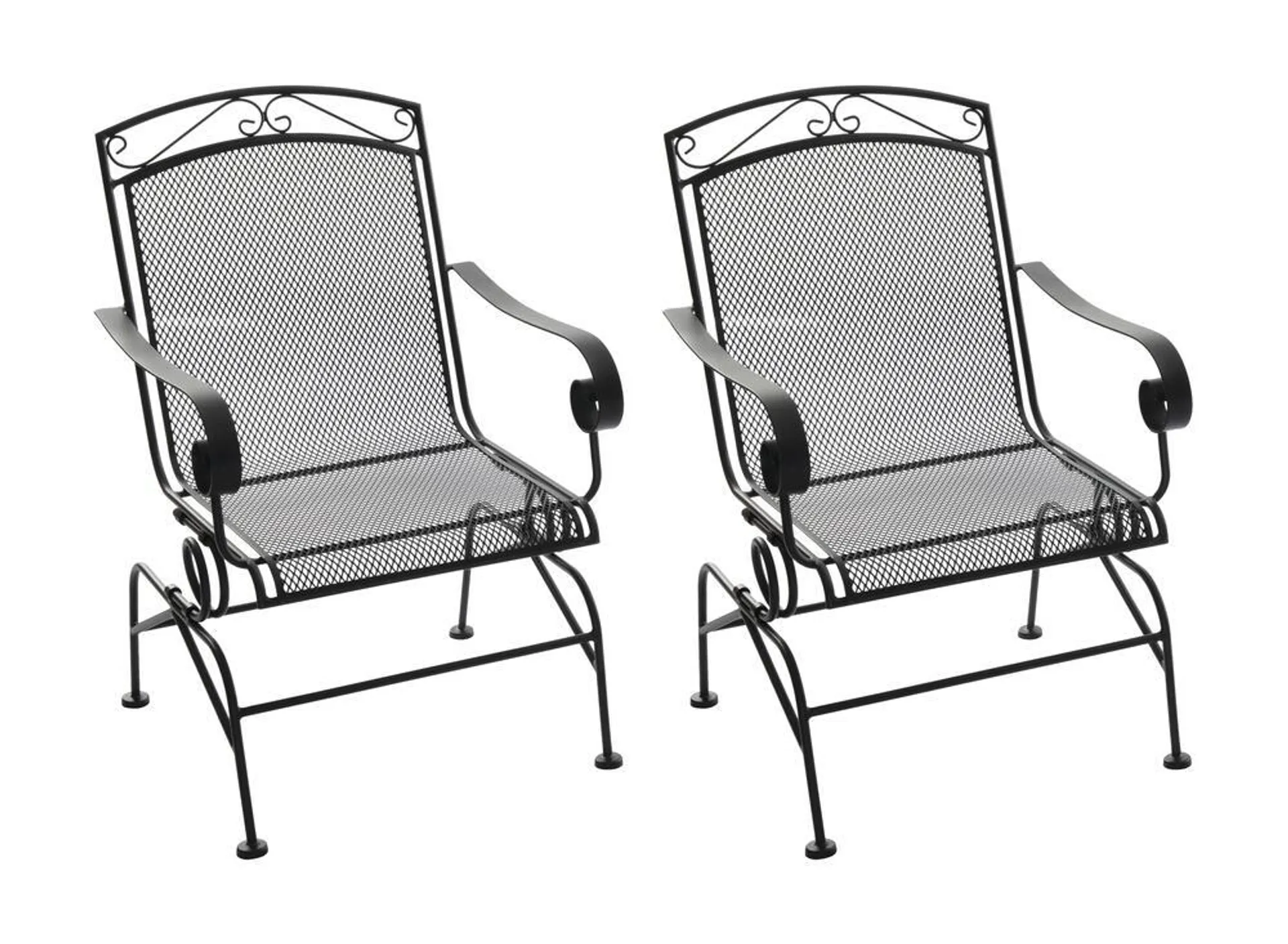 Backyard Creations® Wrought Iron Black Spring Dining Patio Chair Set - 2 Pack