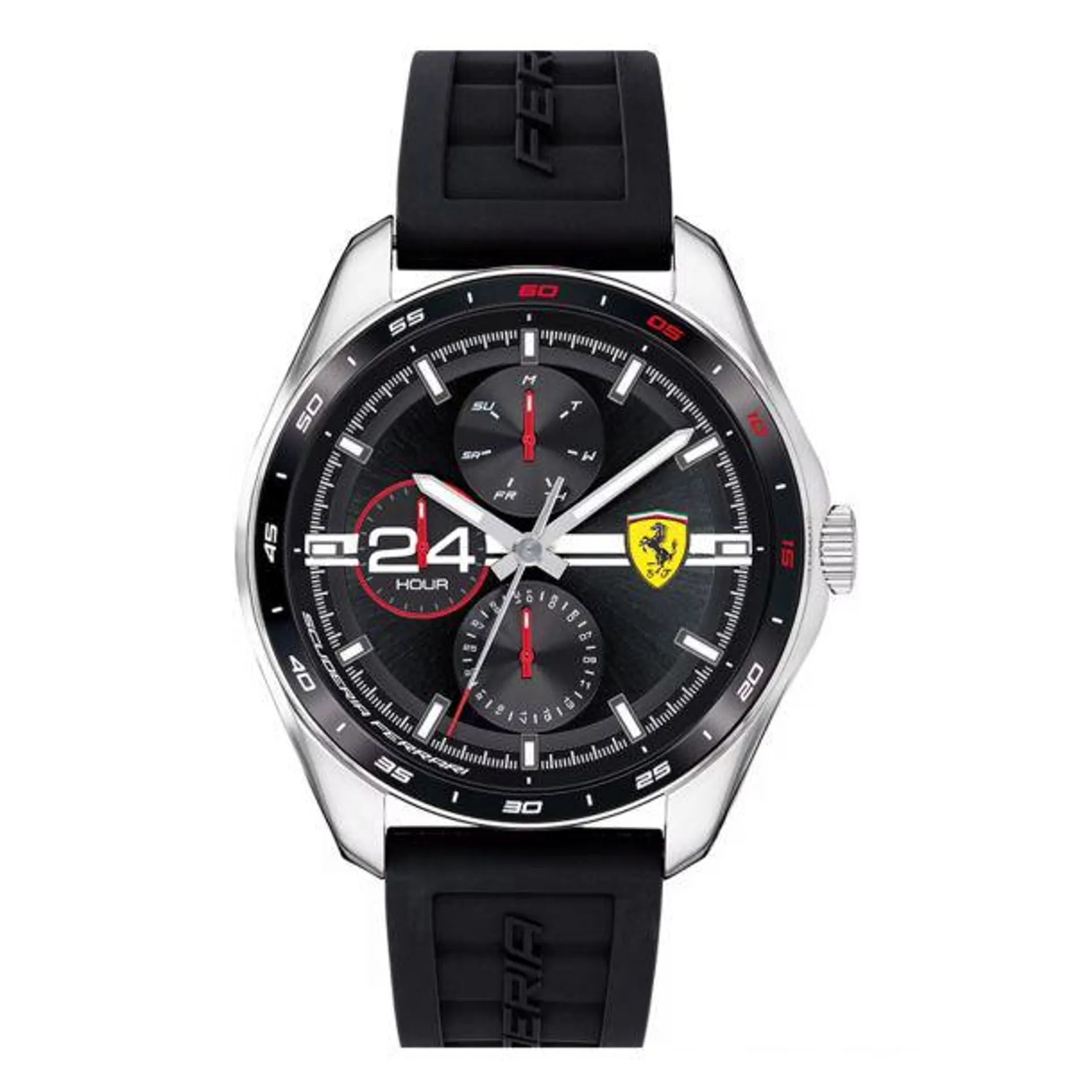 Ferrari Speed Racer Men's 46mm Multifunction Quartz Analog Silicone Strap Watch - Black