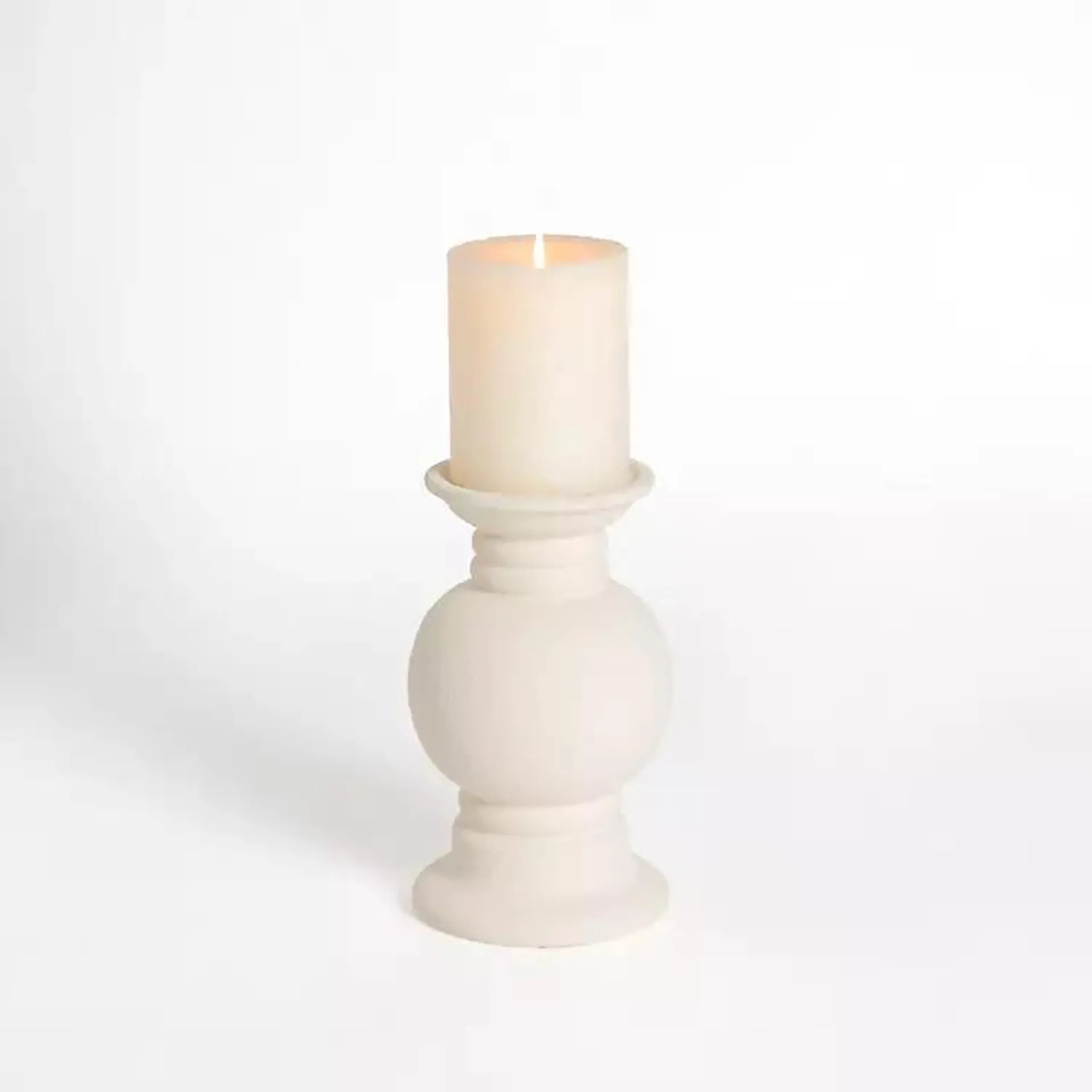 Eggshell Ceramic Pillar Candle Holder, 10 in.