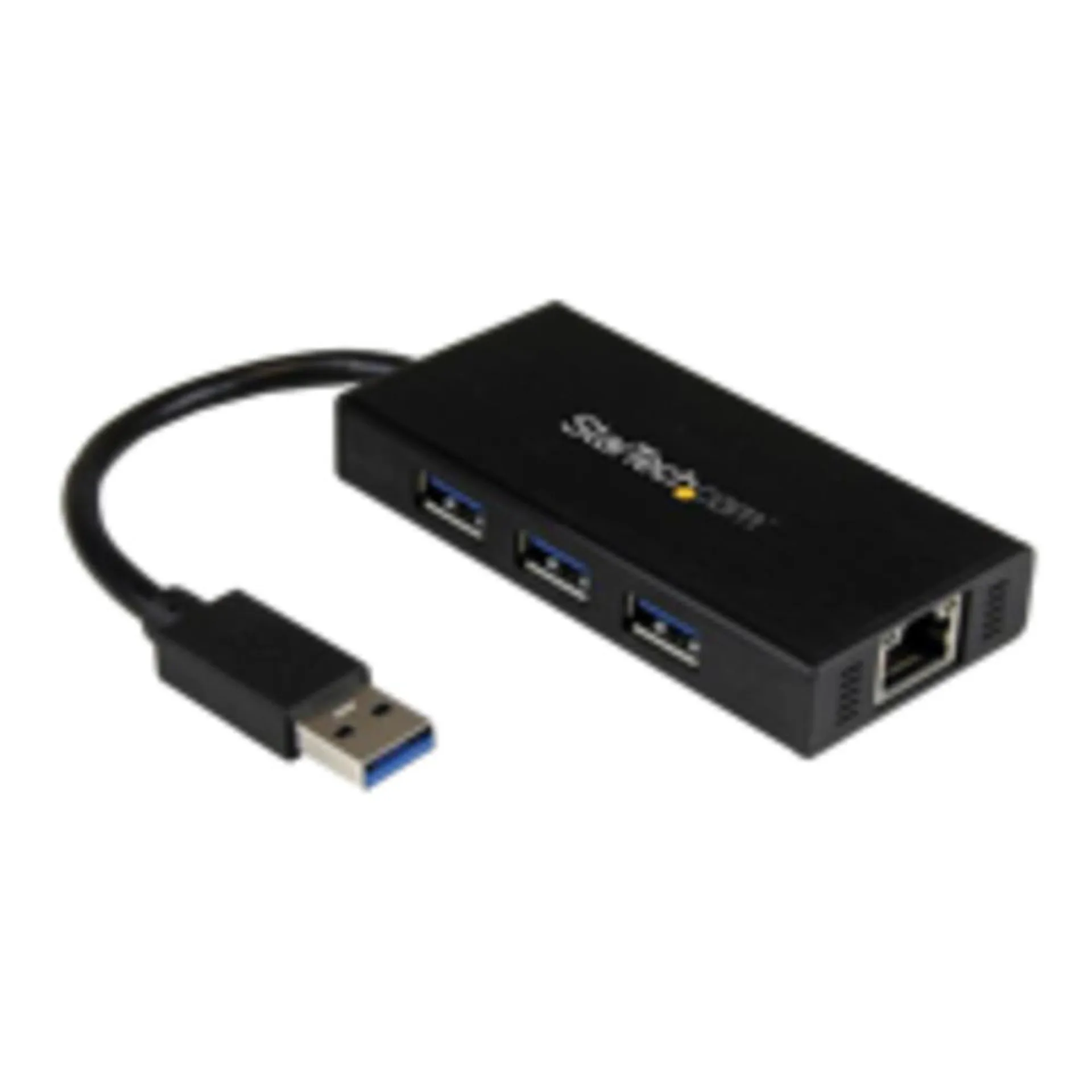 StarTech.com 3 Port USB 3.0 Hub with Gigabit Ethernet Adapter - Black