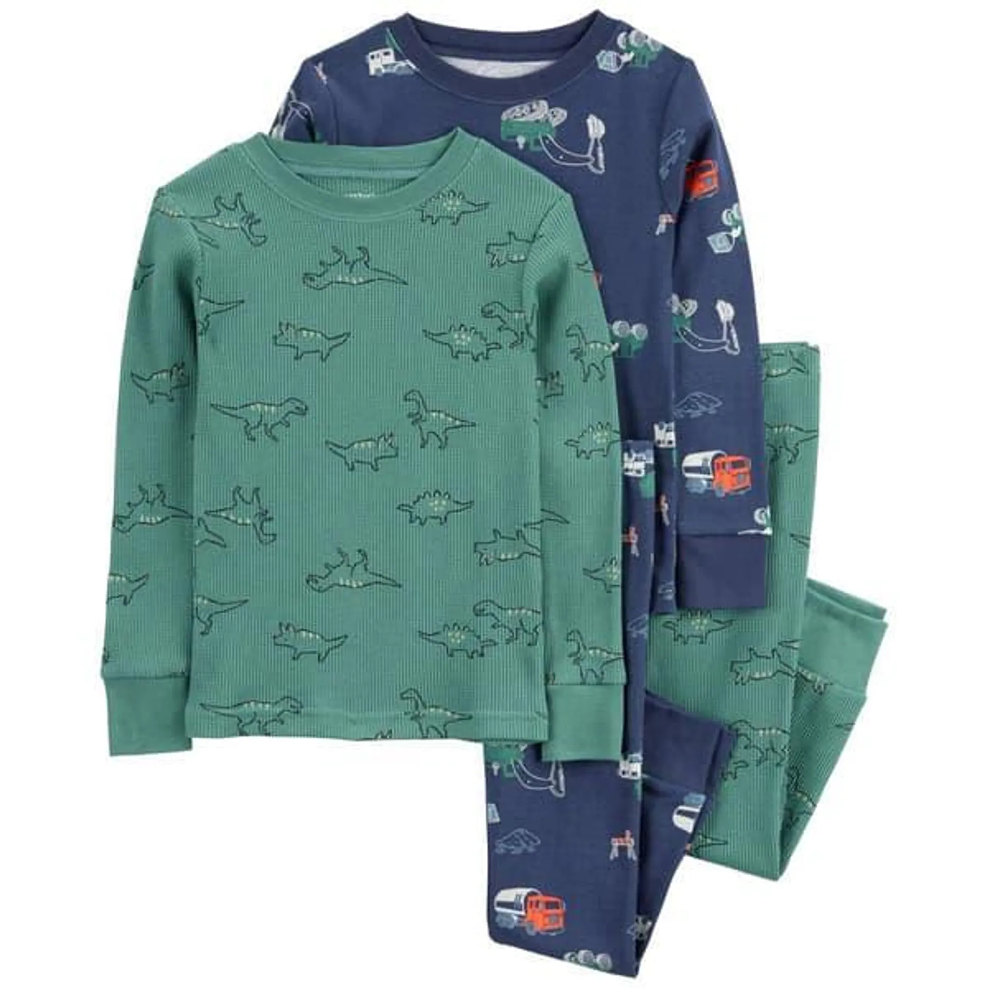 Toddler Boy Carter’s® 4pc. Dino & Construction Thermal Pajama Set