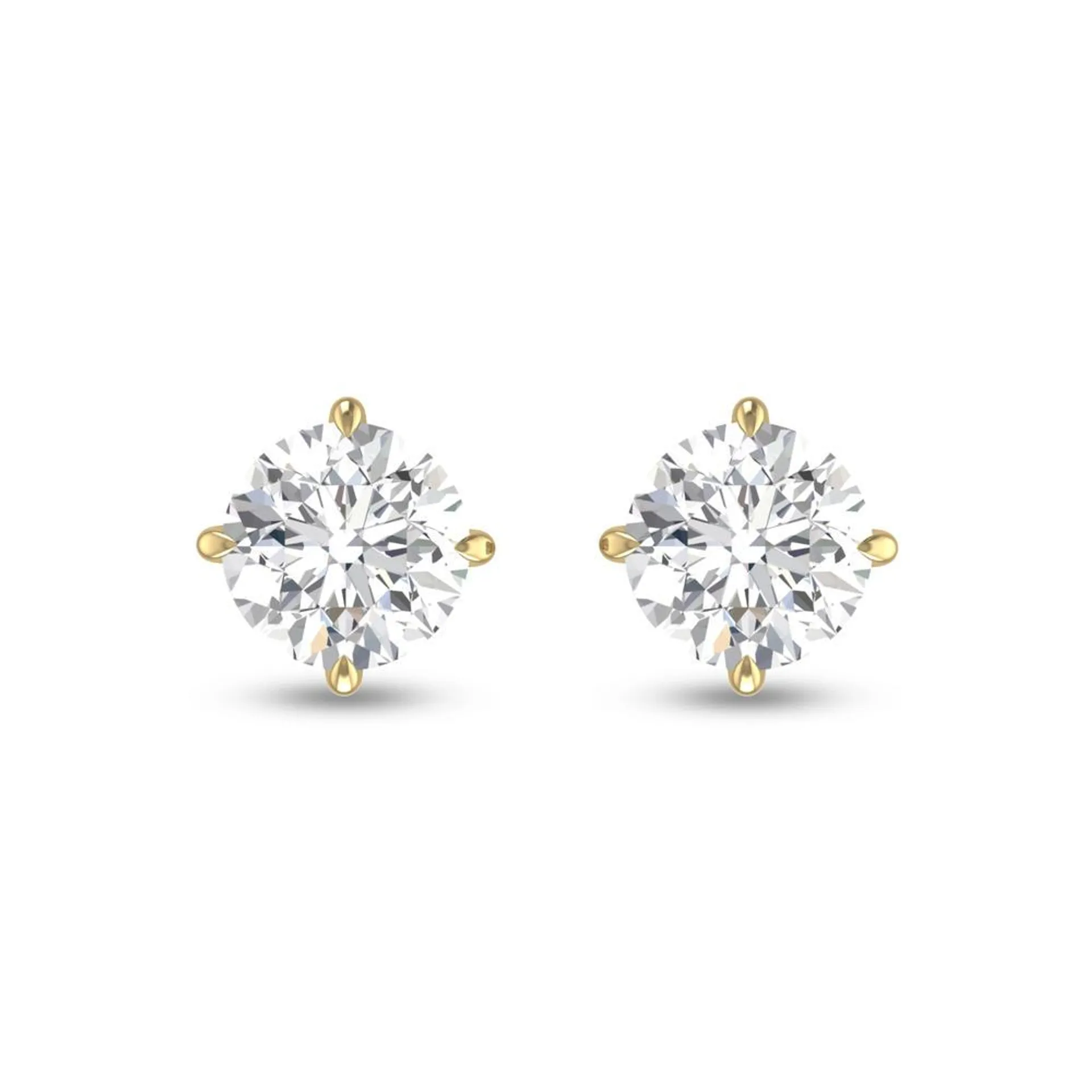 szul.com Lab Grown 1/2 Carat Round Solitaire Diamond Earrings in 14K Yellow Gold