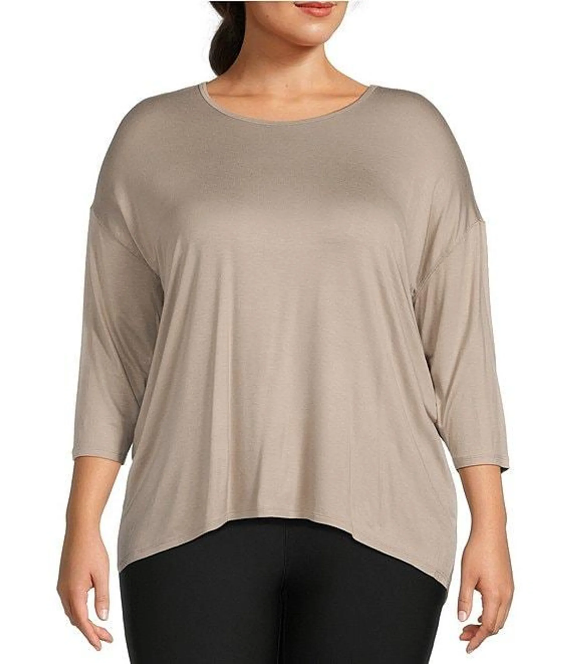 Plus Size Knit 3/4 Sleeve Perfect Tee