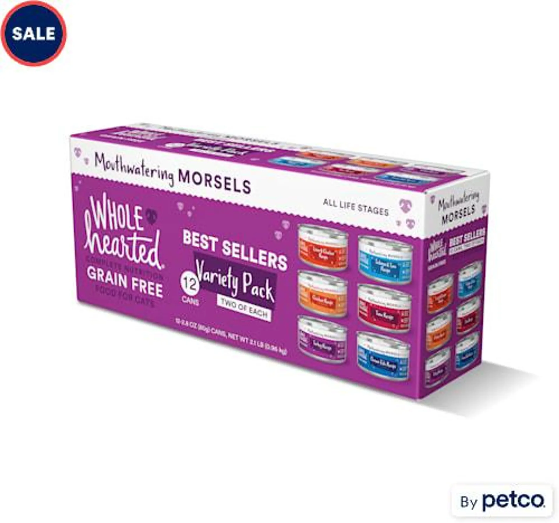 WholeHearted Grain Free Best Sellers Mouthwatering Morsels Wet Cat Food Variety Pack, 2.8 oz., Count of 12