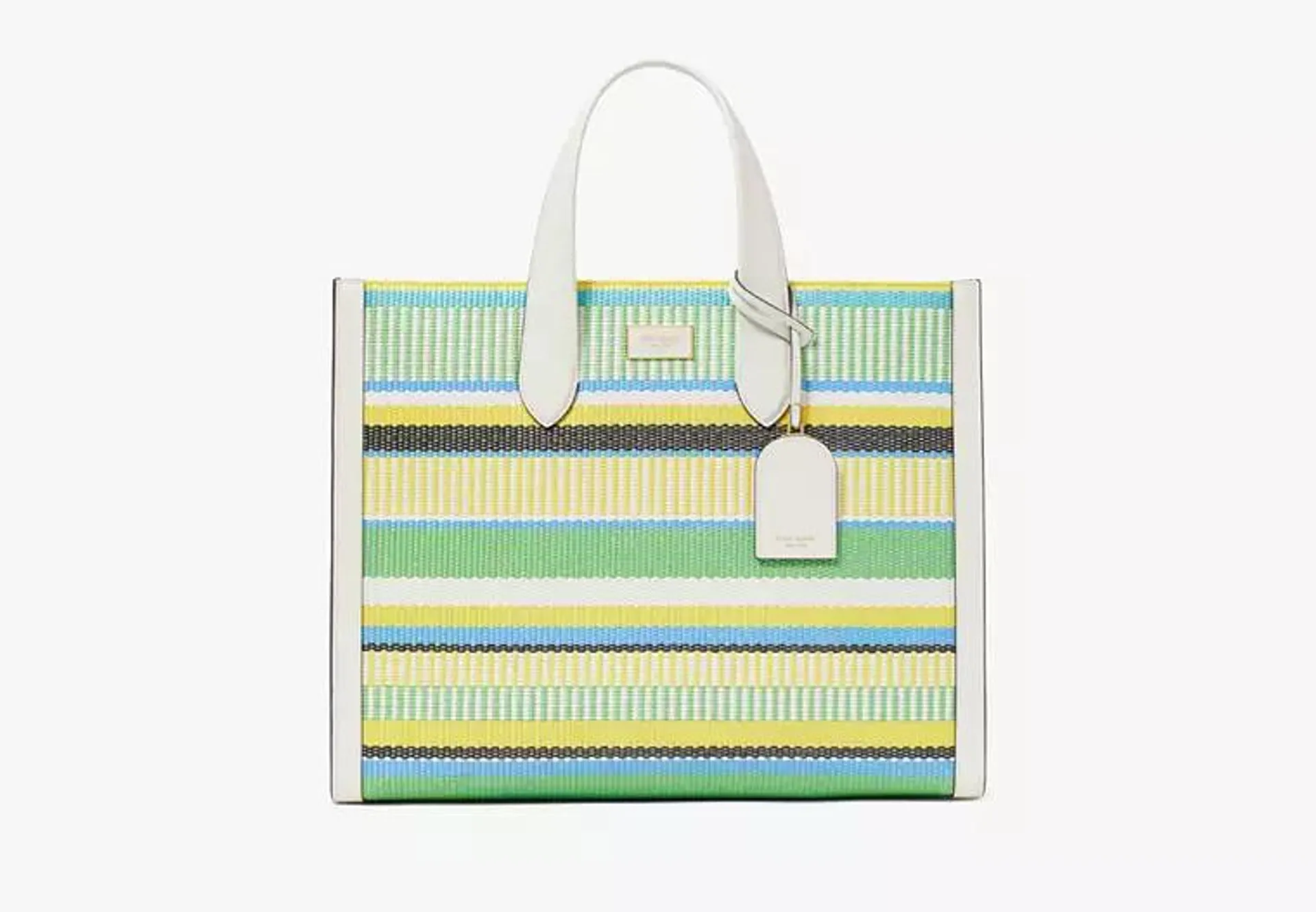 Manhattan Striped Woven Straw Large Tote