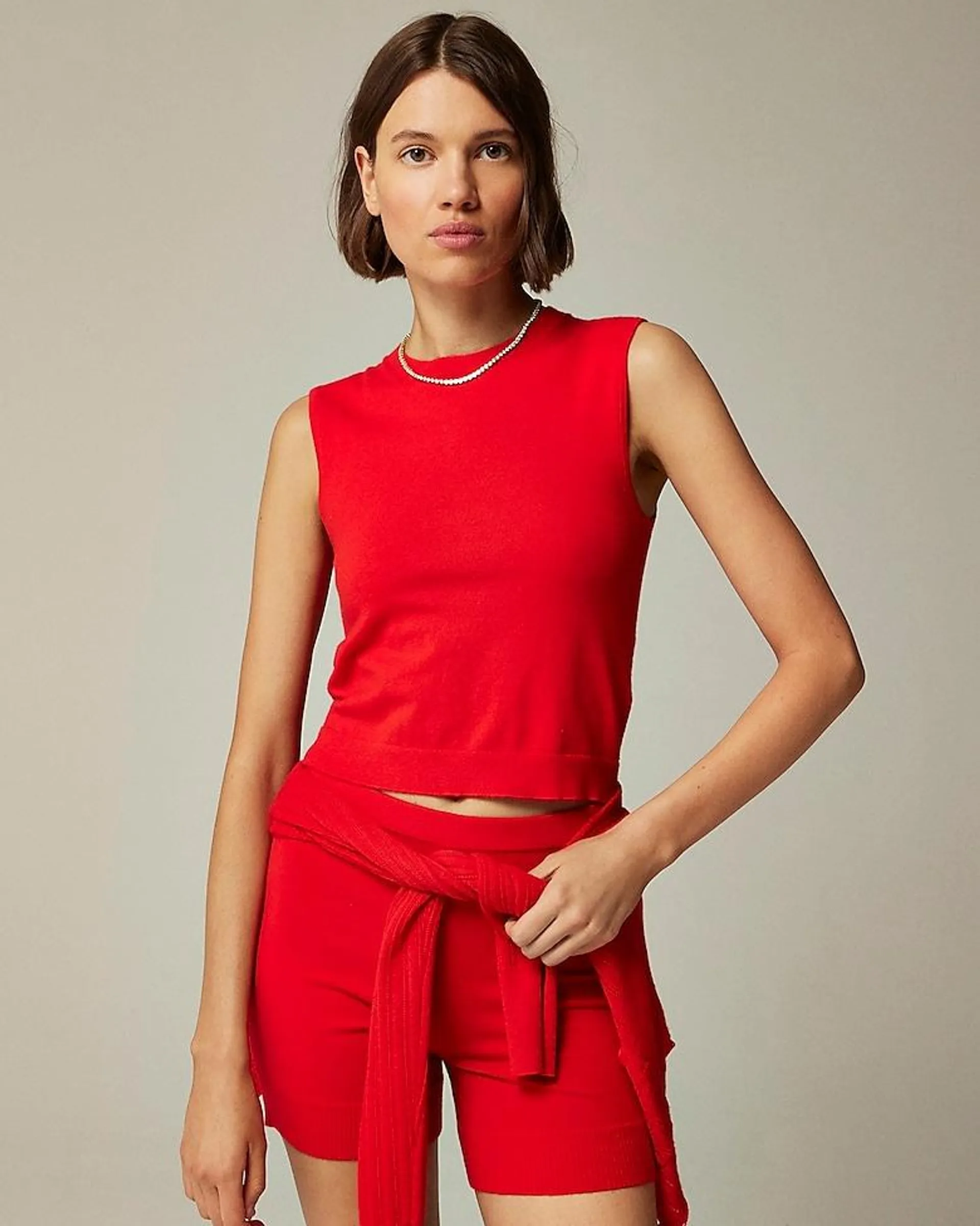 Featherweight cashmere-blend cropped sweater shell