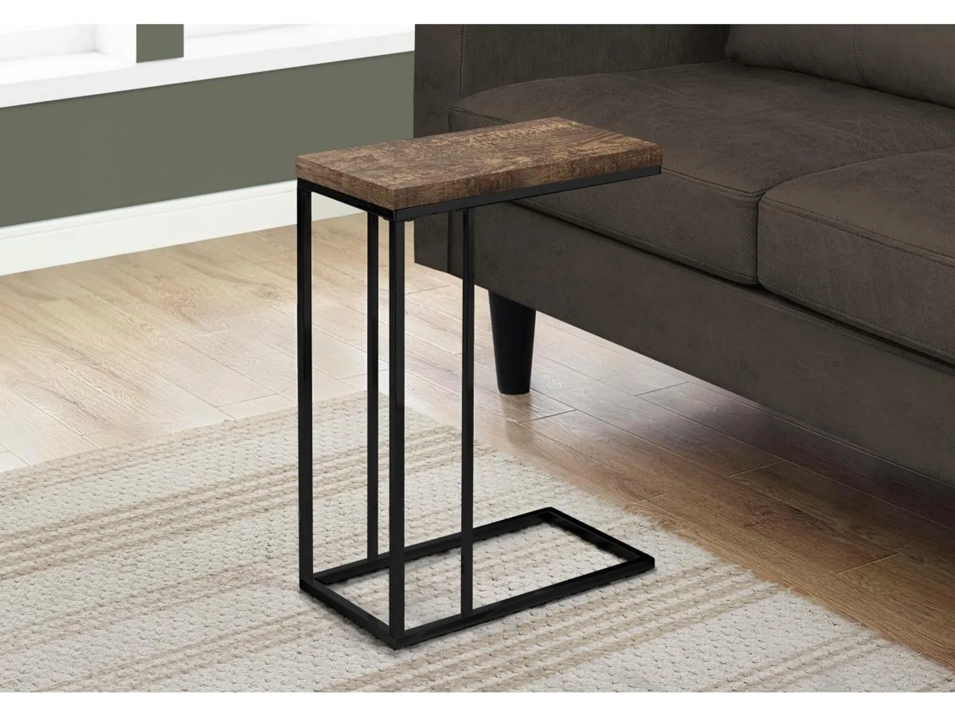 Monarch Specialties Contemporary Rectangular Top C-Shape Accent Table