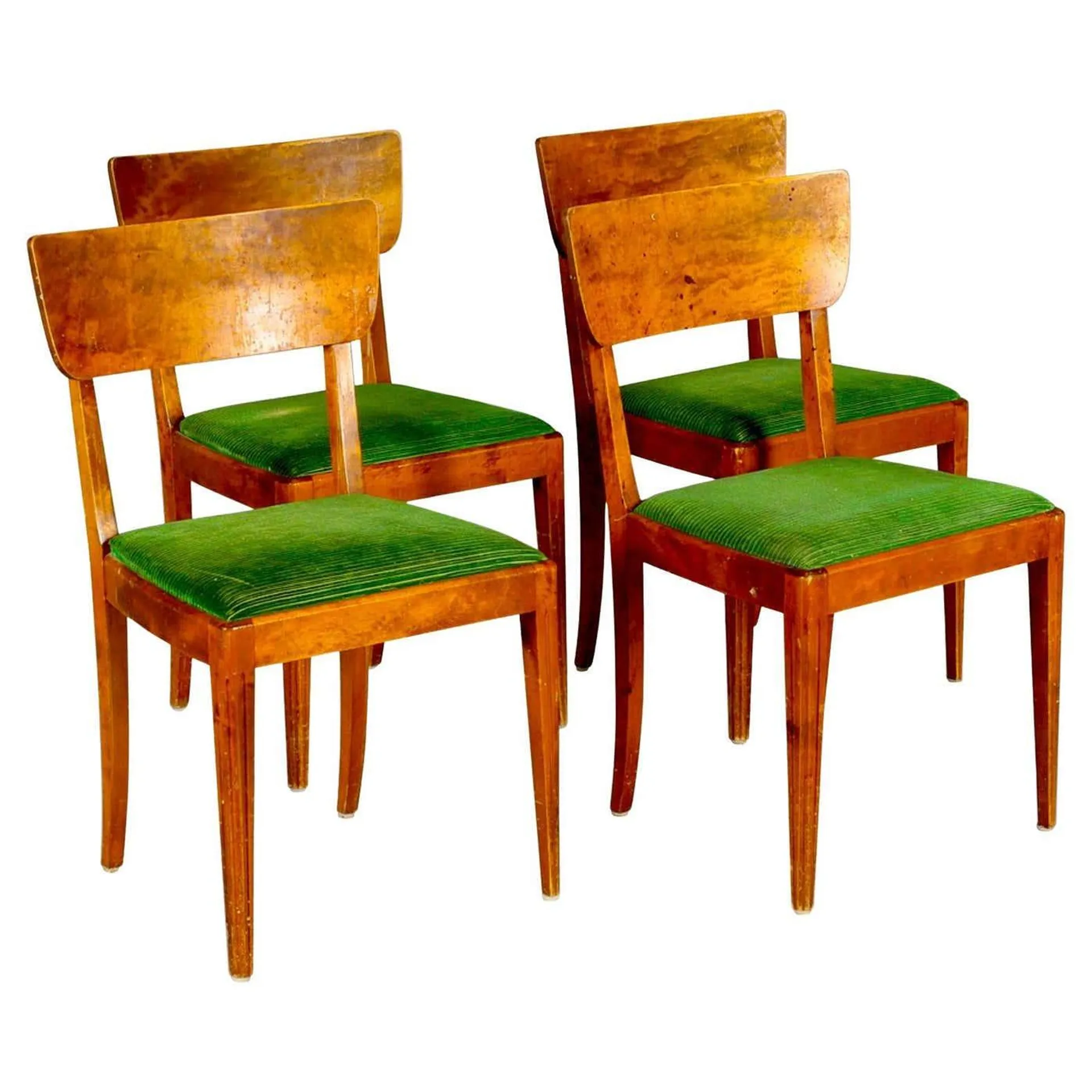 Art Deco Swedish Dining Chairs Set of 4 1930s Biedermeier Golden Birch