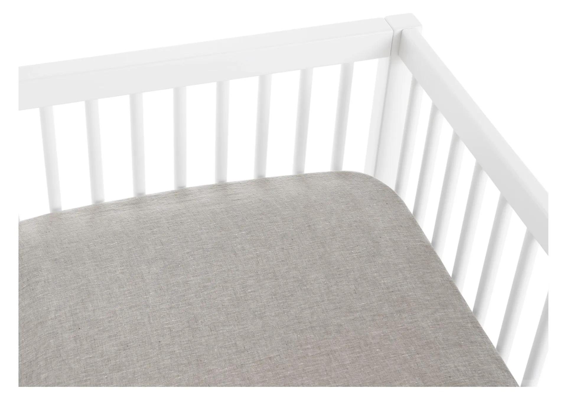 Relaxed Linen Crib Fitted Sheet in Grey Chambray