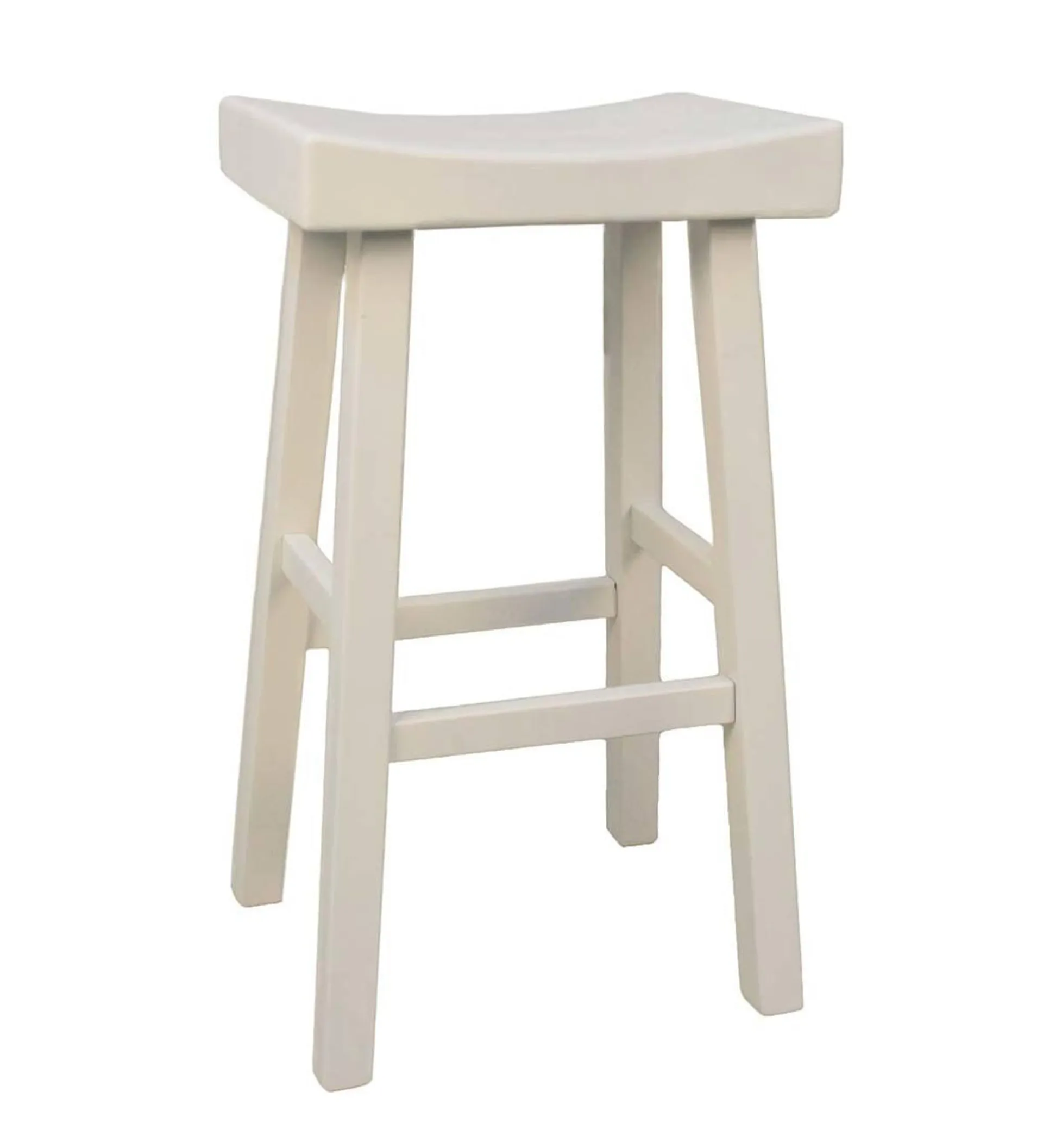 30" Wood Saddle Bar Stool - Antique White