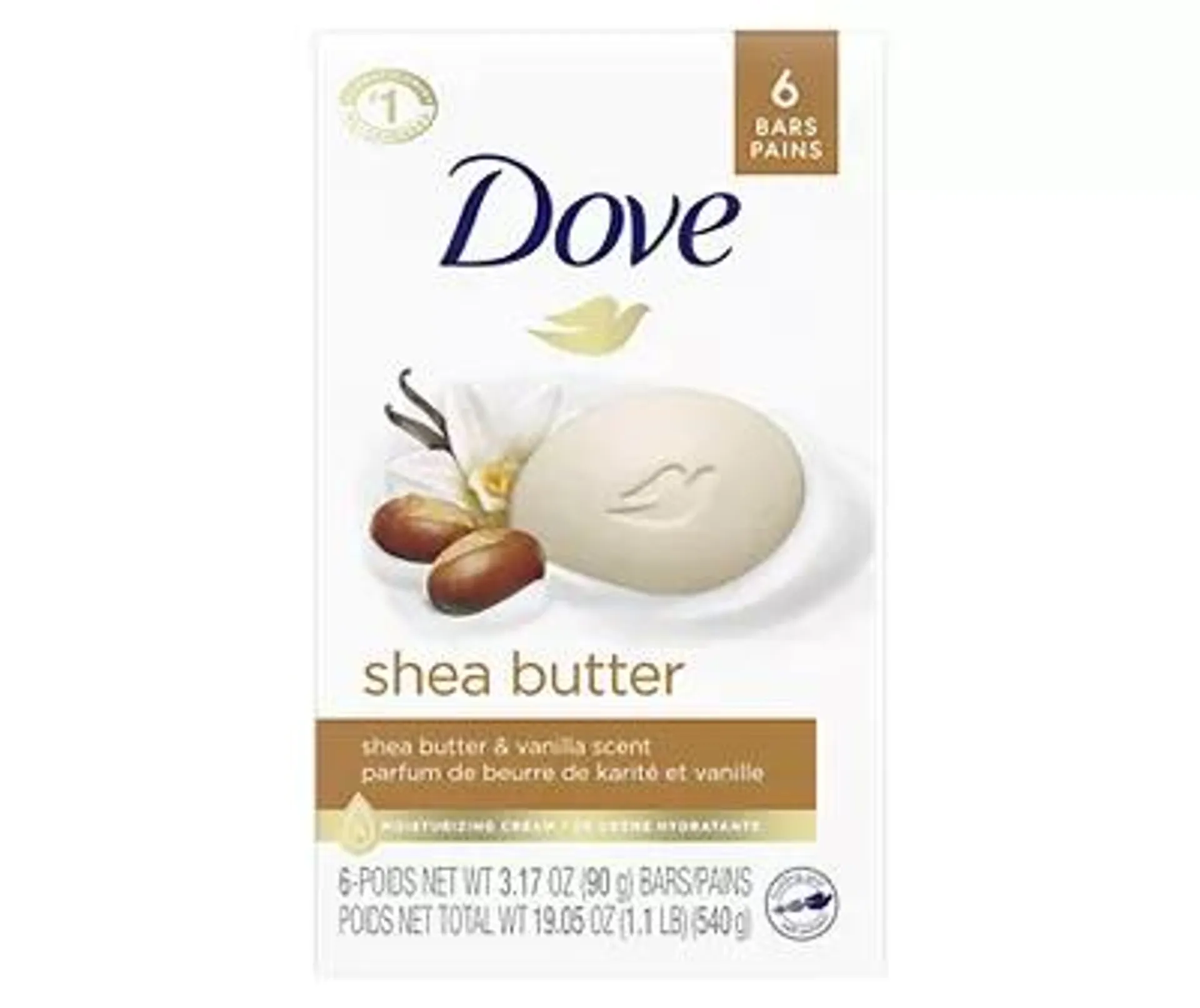 Shea Butter Gentle Skin Cleanser Beauty Bar, 6-Pack