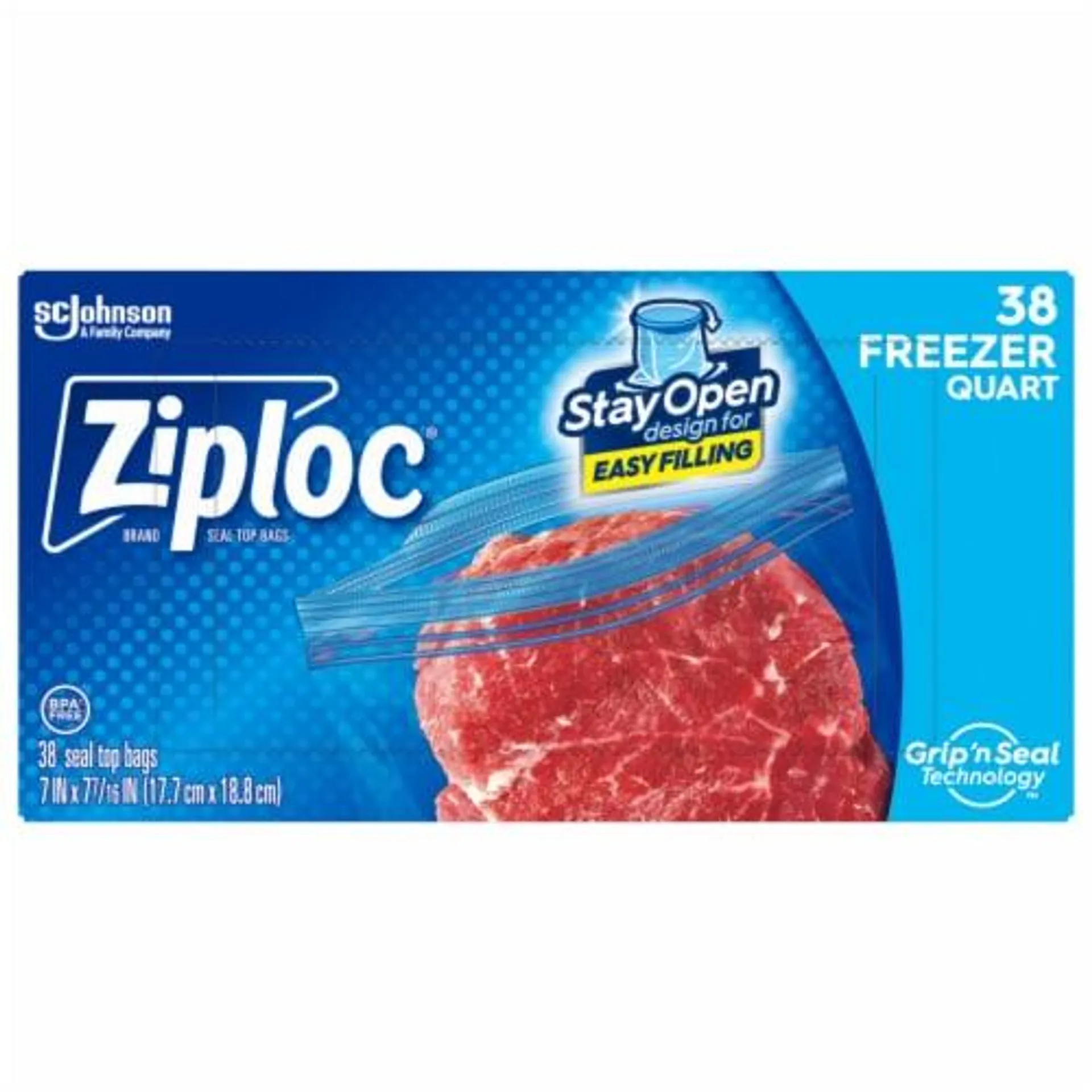 Ziploc® Quart Freezer Bags with Stay Open Design