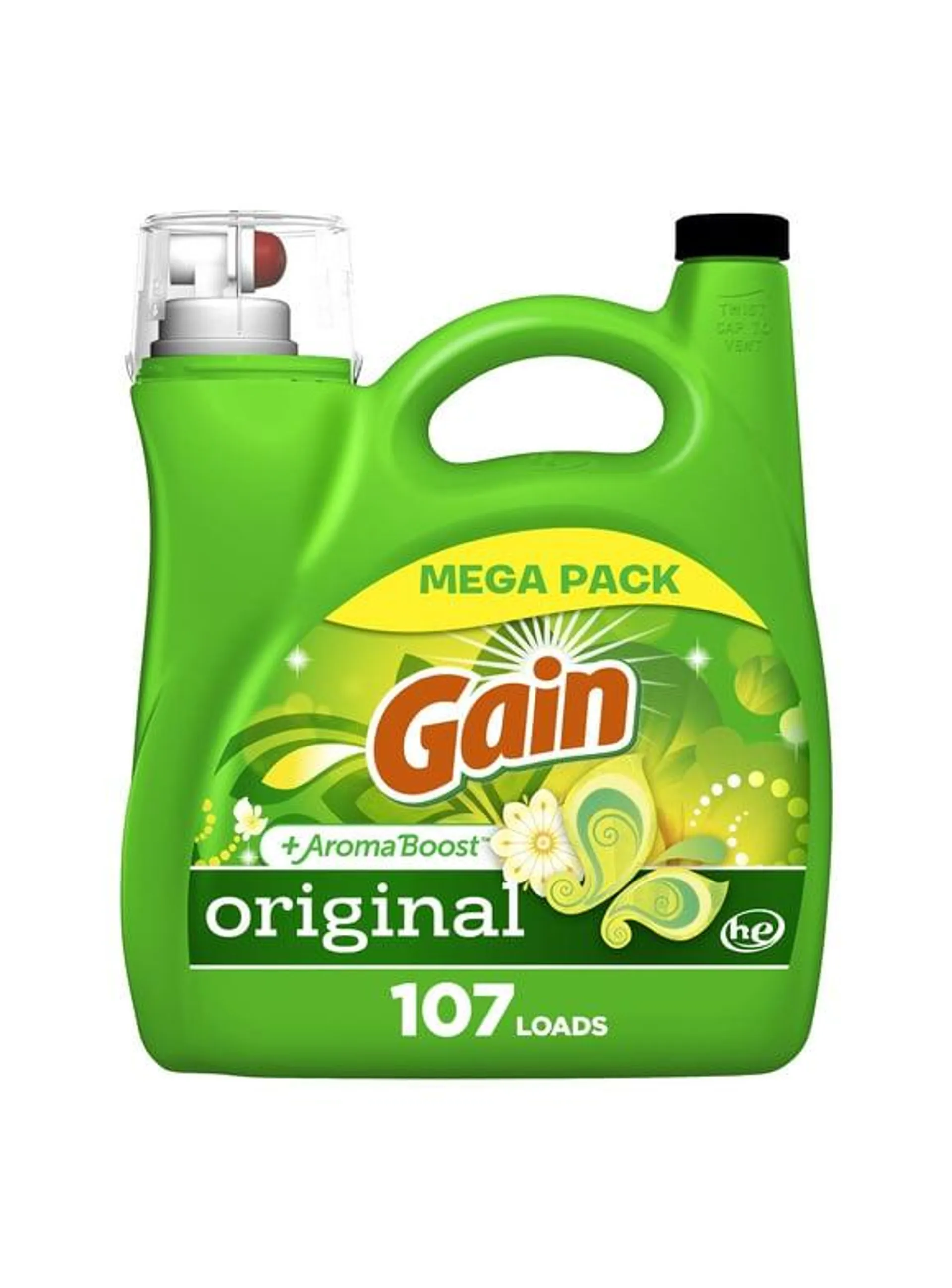 Gain + Aroma Boost Liquid Laundry Detergent, Original Scent, 107 Loads, 154 fl oz