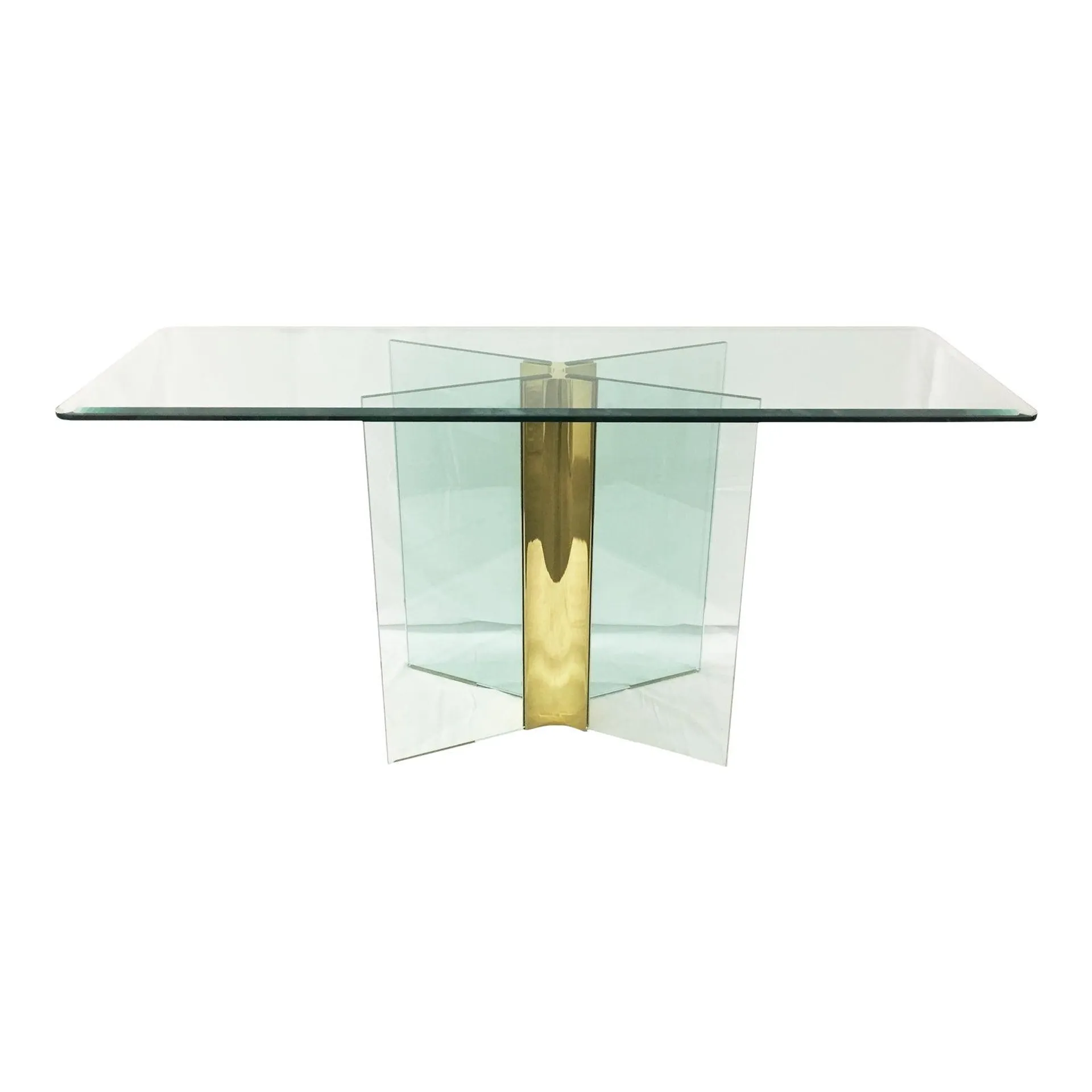 1960s Leon Rosen Modern X Brass Console Table