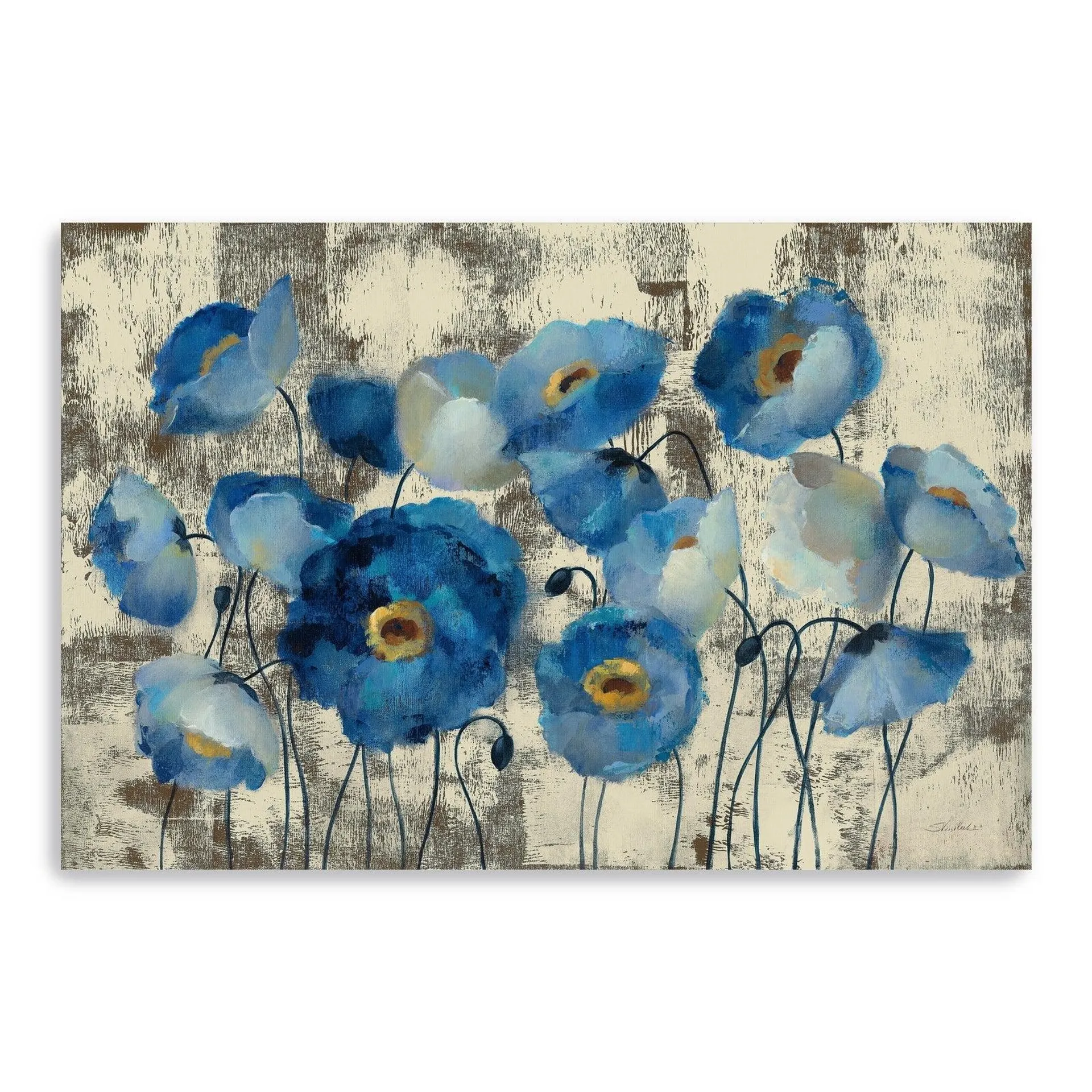 Aquamarine Floral Canvas Giclee Wall Art