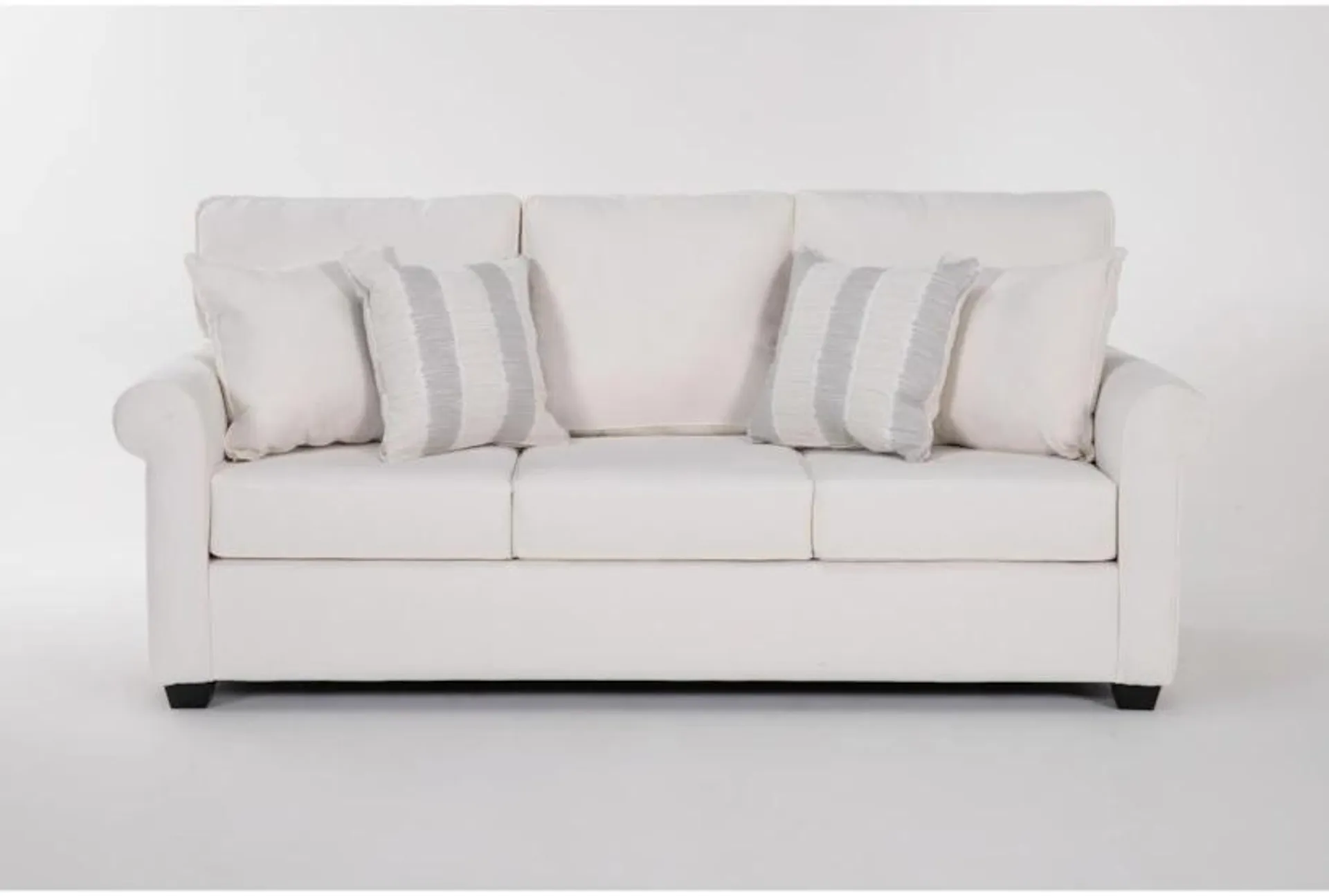 Amora Ivory White Fabric 86" Sofa