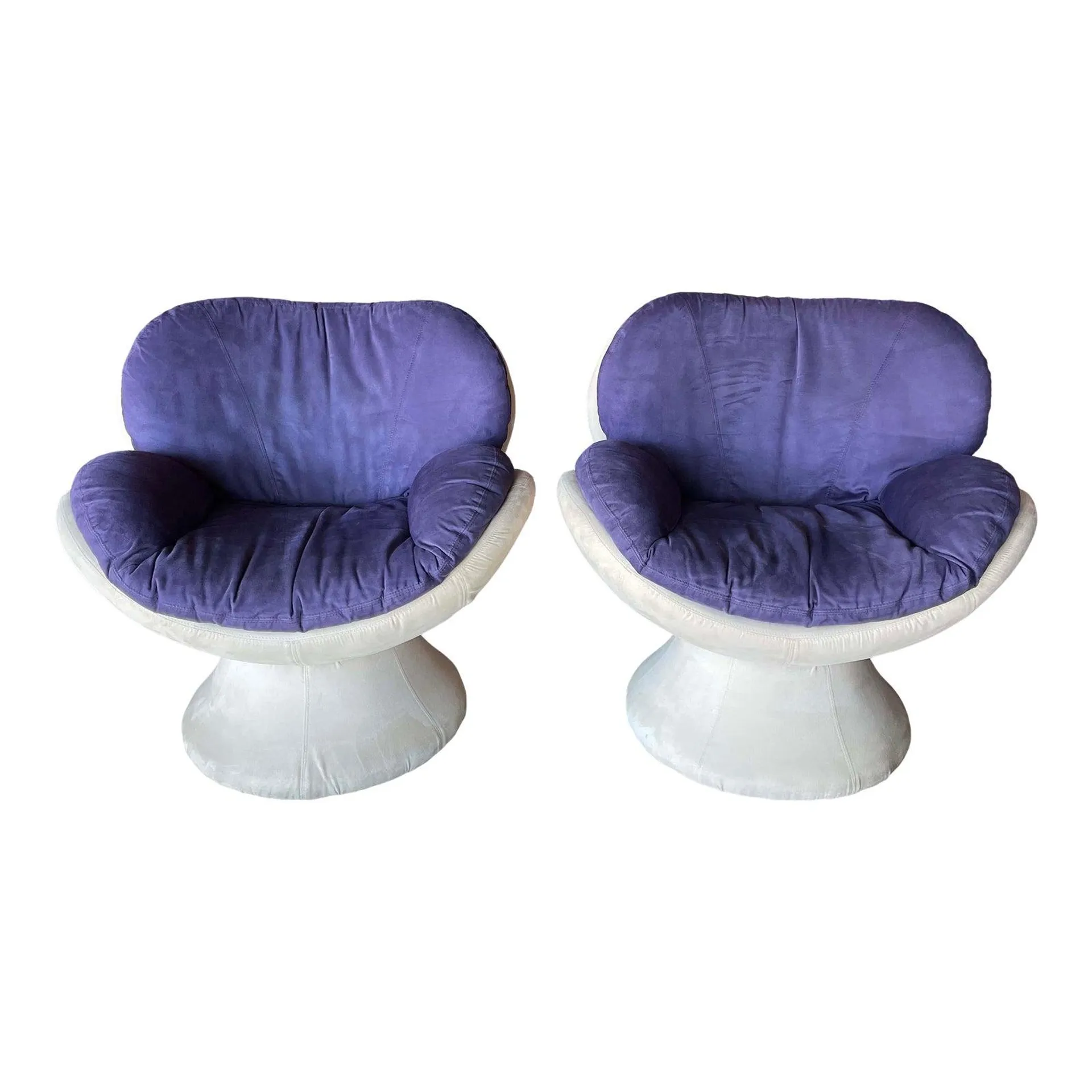 1970s Vintage Jaymar Suede Pod Chairs - Set of 2