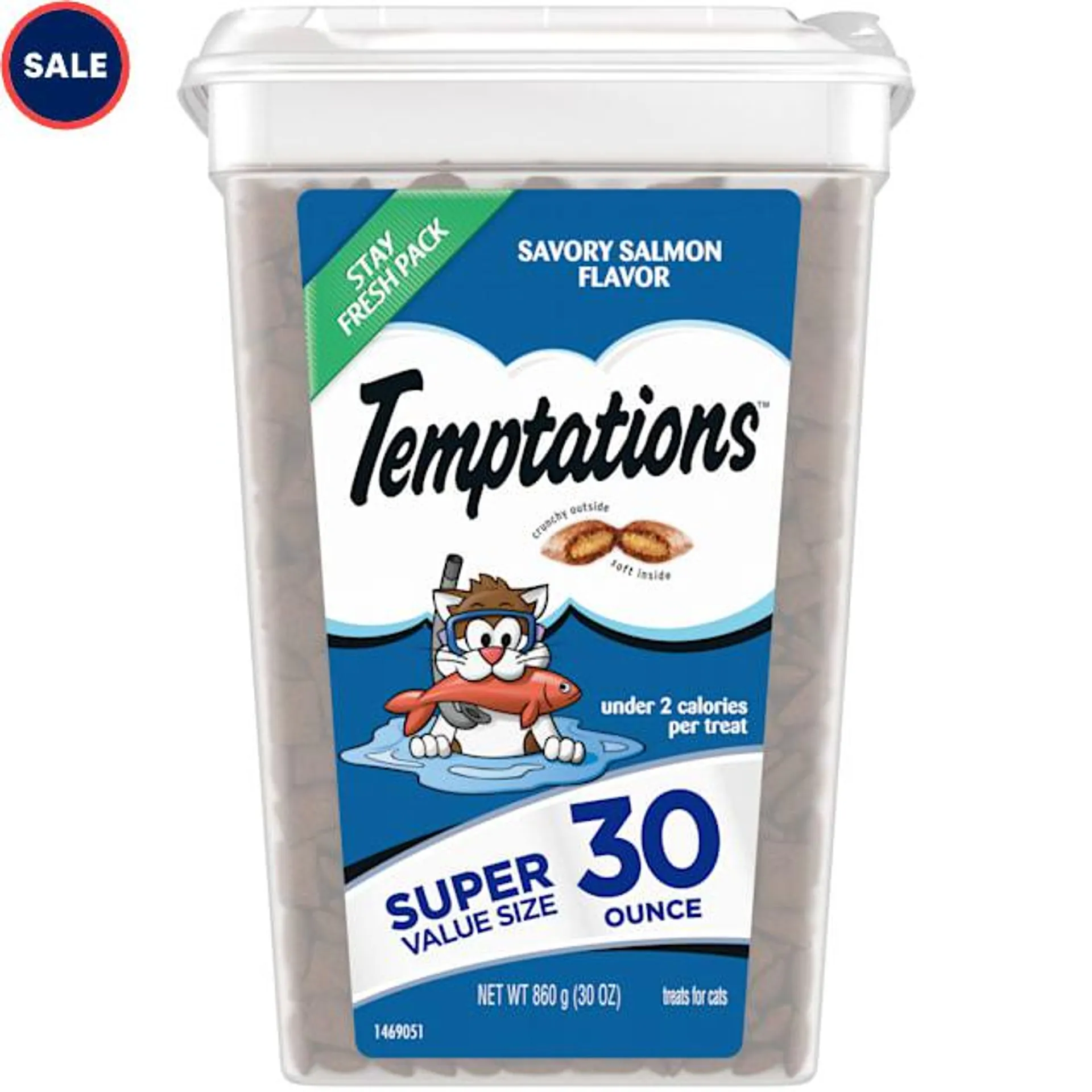 Temptations Classic Crunchy and Soft Cat Treats Savory Salmon Flavor, 30 oz.