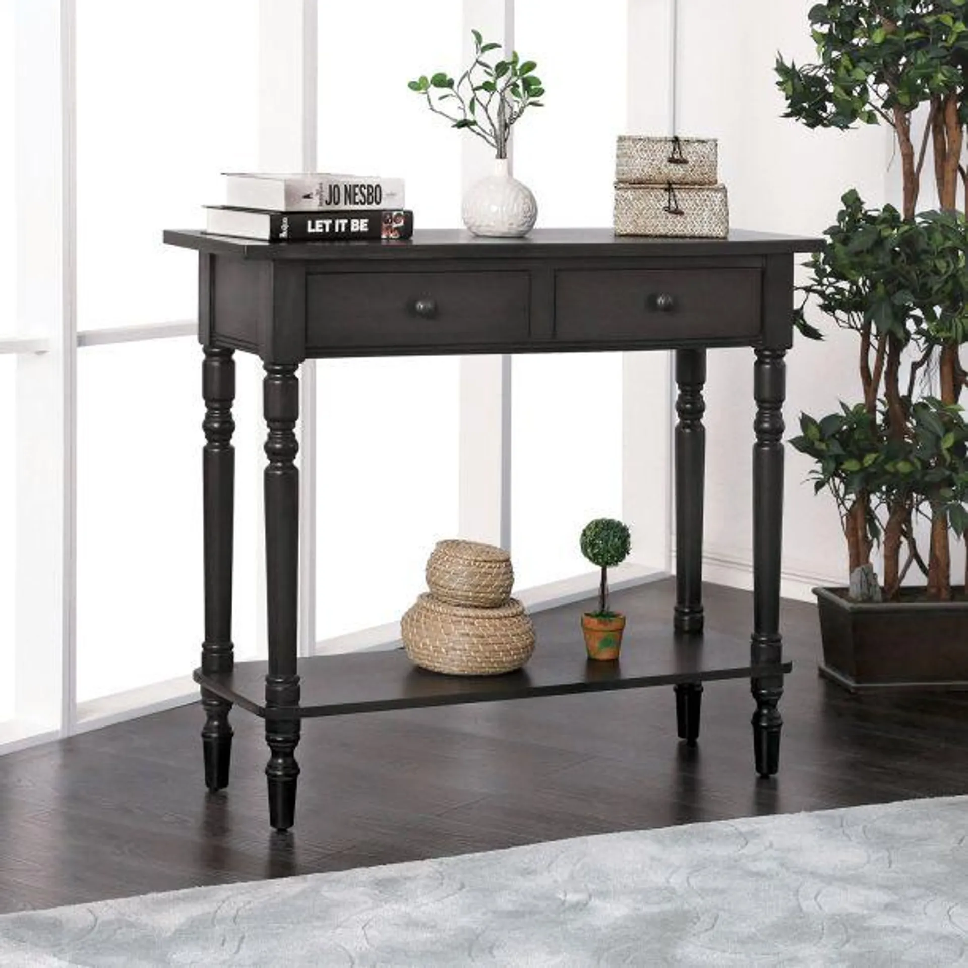 Calle 32" Side Table with Open Bottom Shelf by Furniture of America - Gray