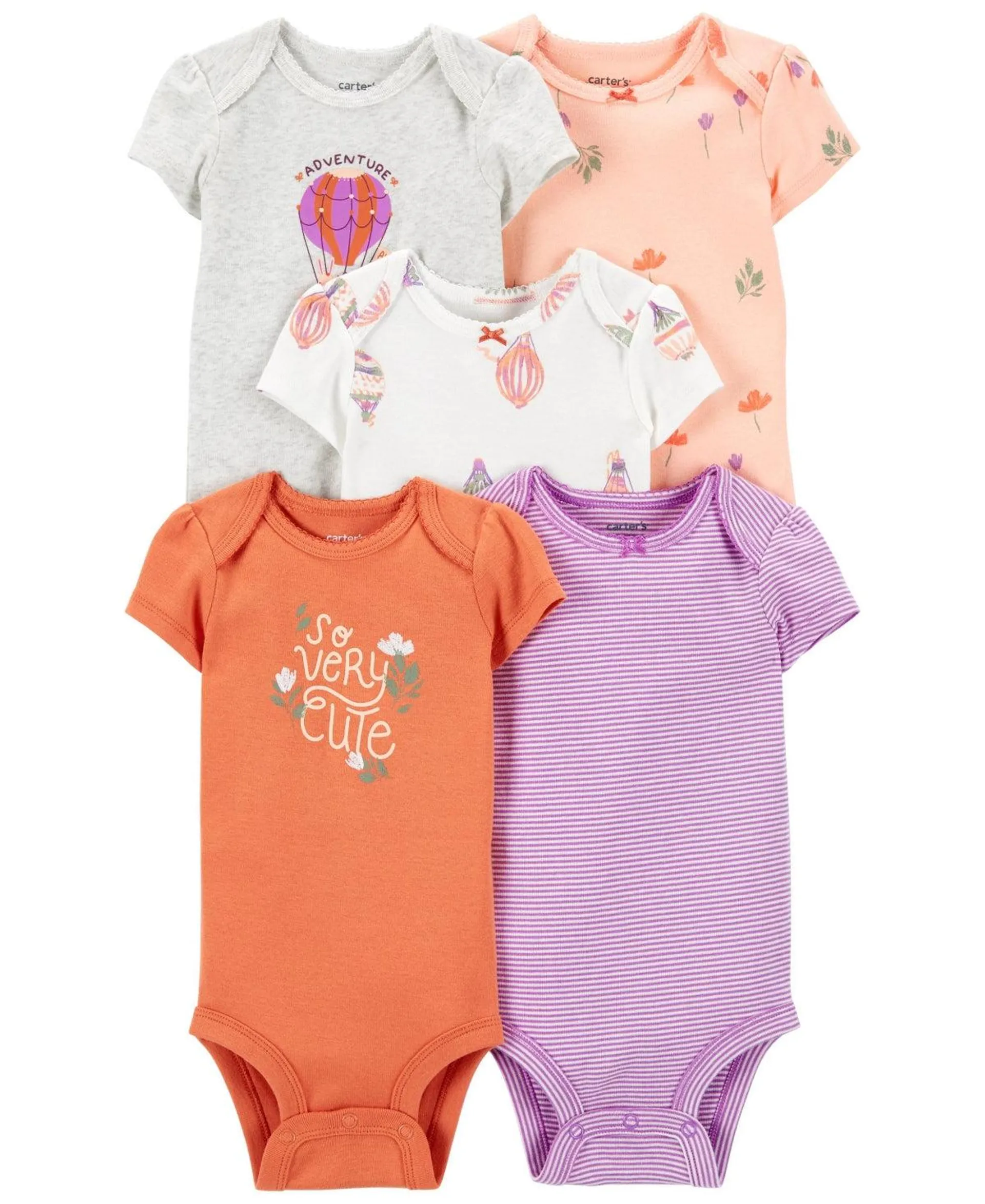 Carter's Baby Girl 5-Pack Hot Air Balloon Bodysuits