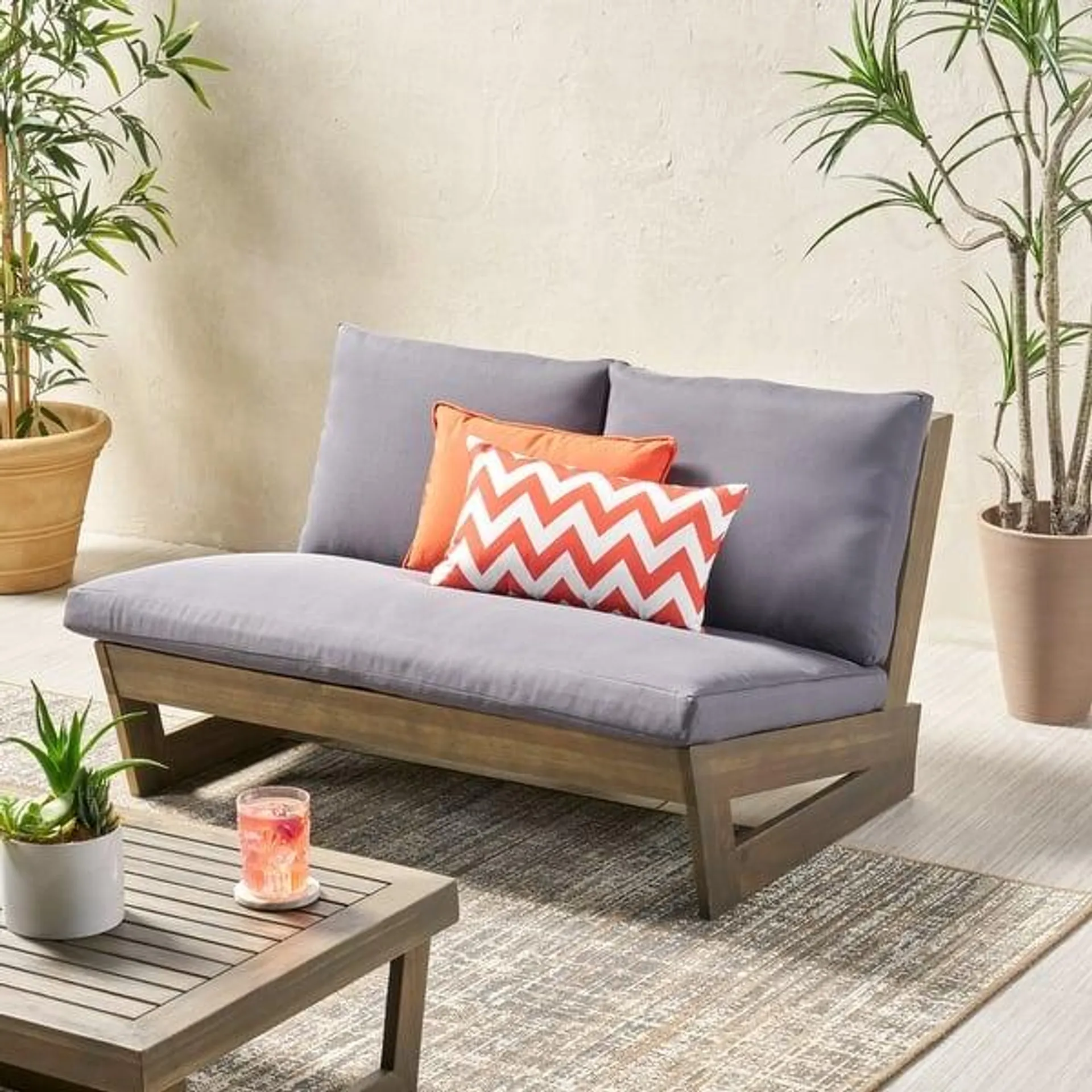 Sherwood Outdoor Acacia Wood Loveseat by Christopher Knight Home