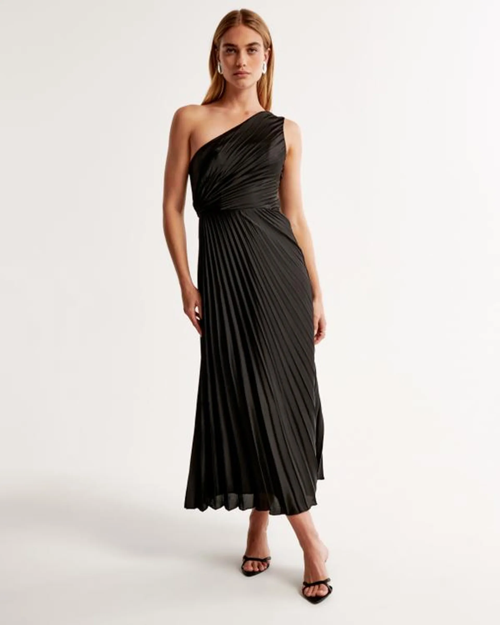 The A&F Giselle Pleated One-Shoulder Maxi Dress