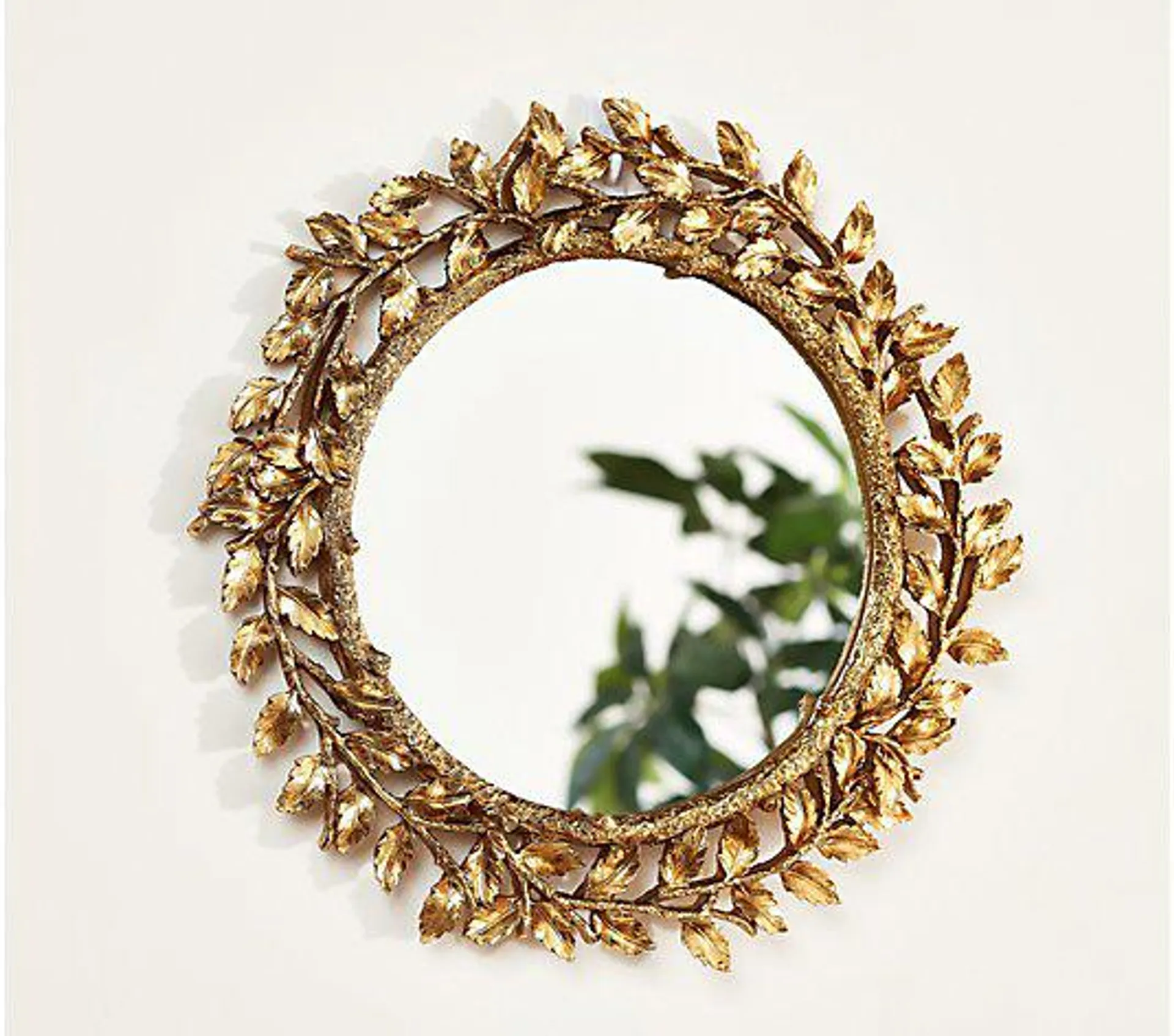 House No. 9 by Home Love 18.5" Gold Mirror w/ Leaf Detail