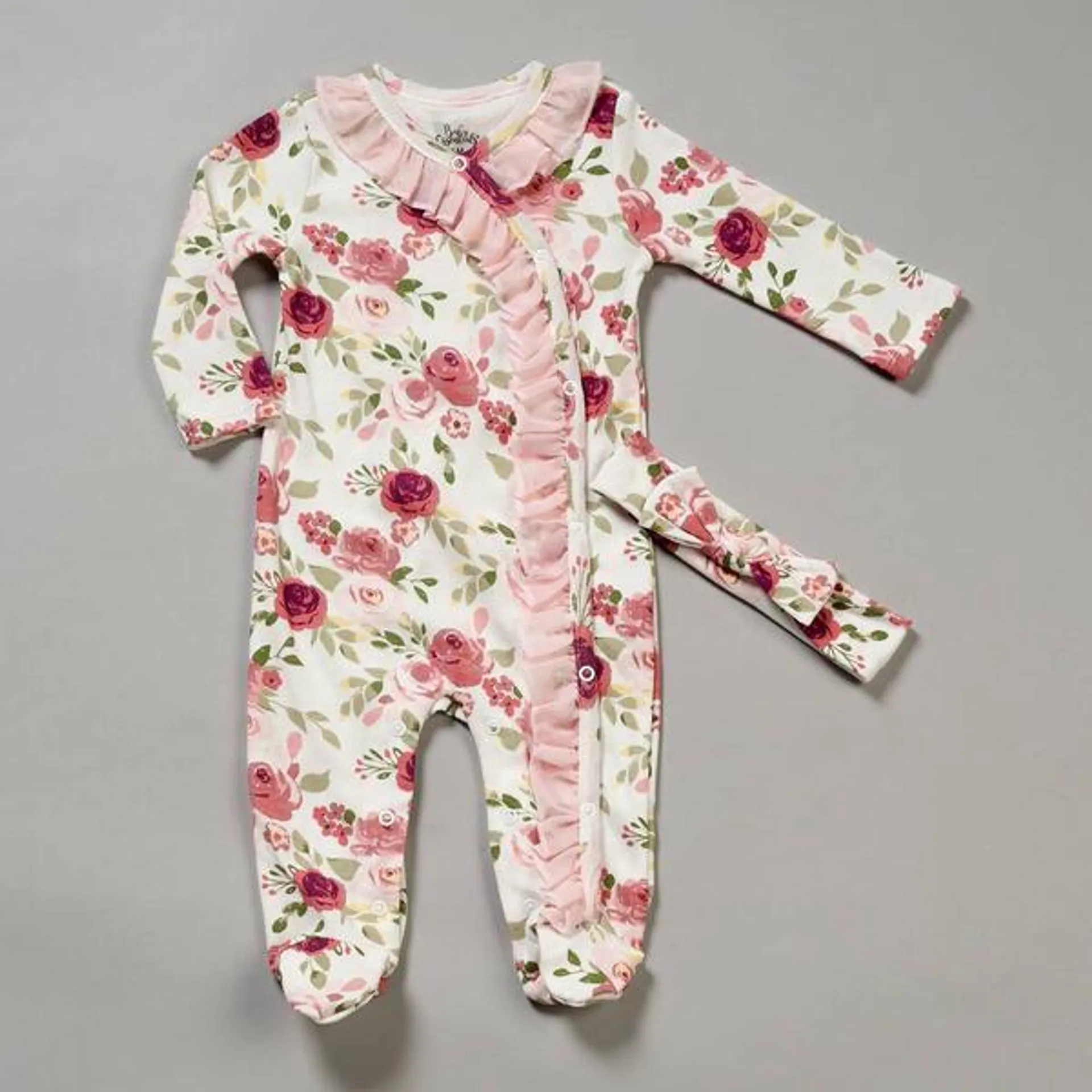 Baby Girl (NB-9M) Baby Essentials® Rose Flower Footie & Headband