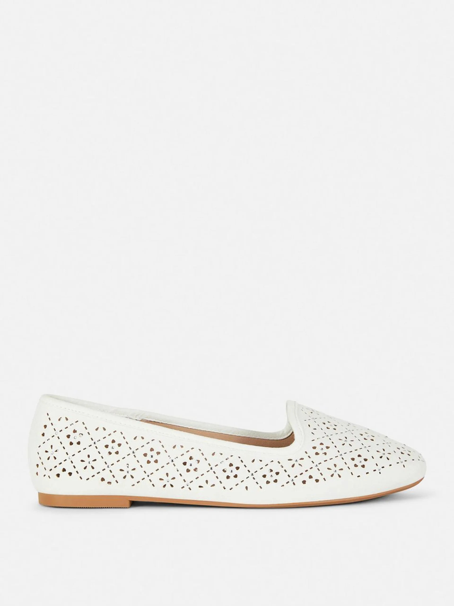 Laser Cut Rhinestone Ballet Flats