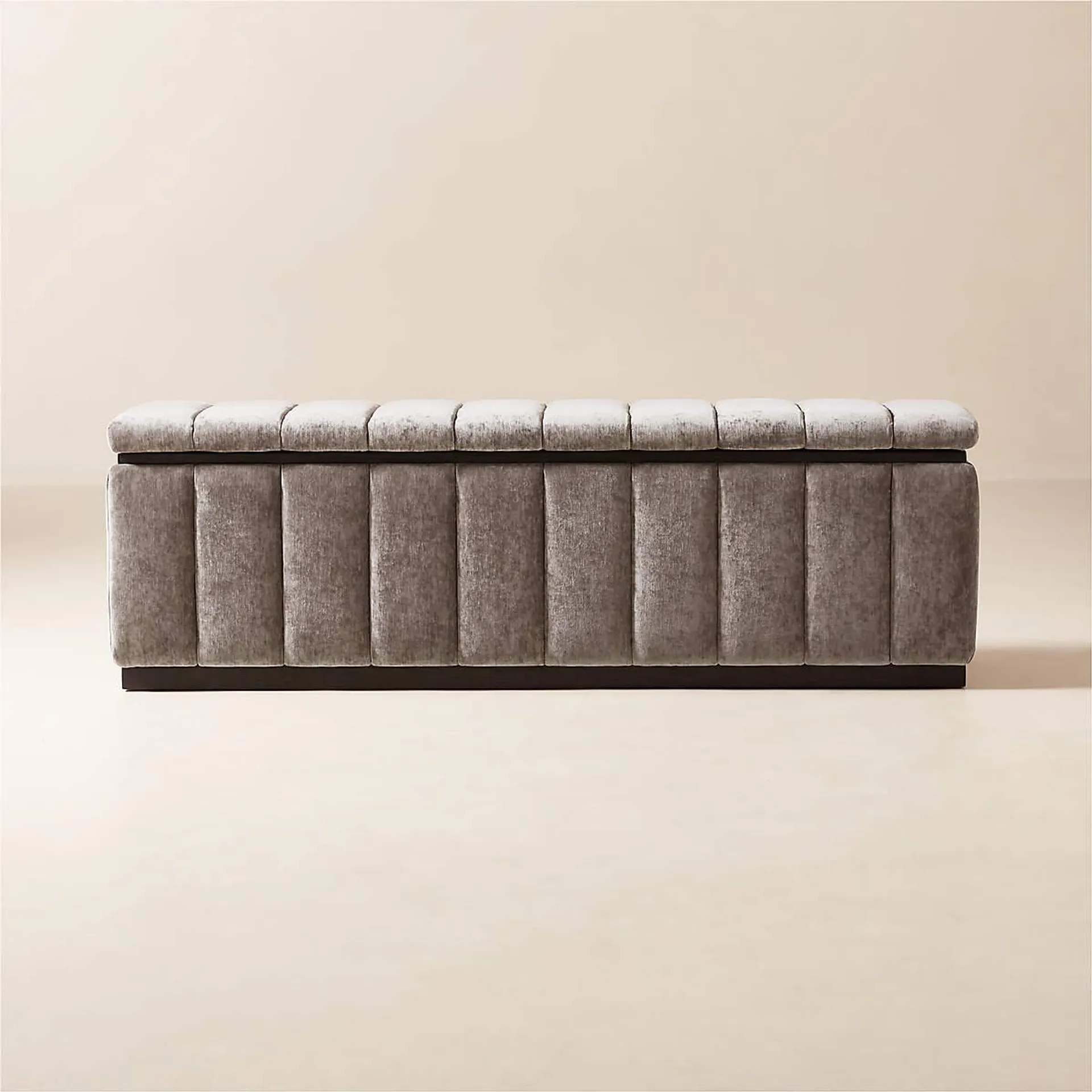 Forte 59" Grey Velvet Storage Bench