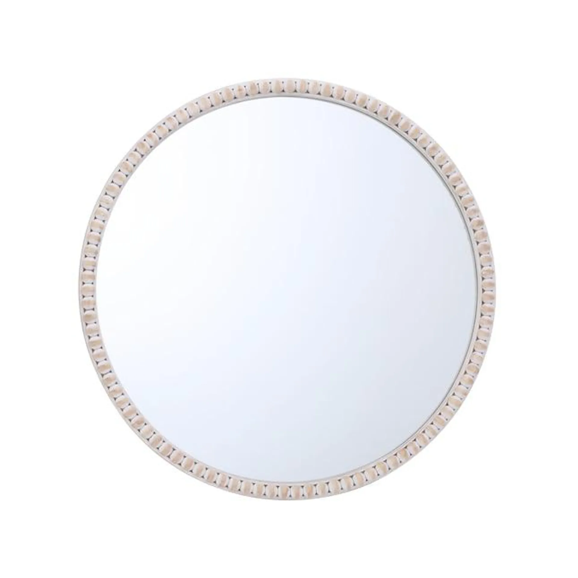 allen + roth 27.5-in W x 30-in H Round White Wash Framed Wall Mirror