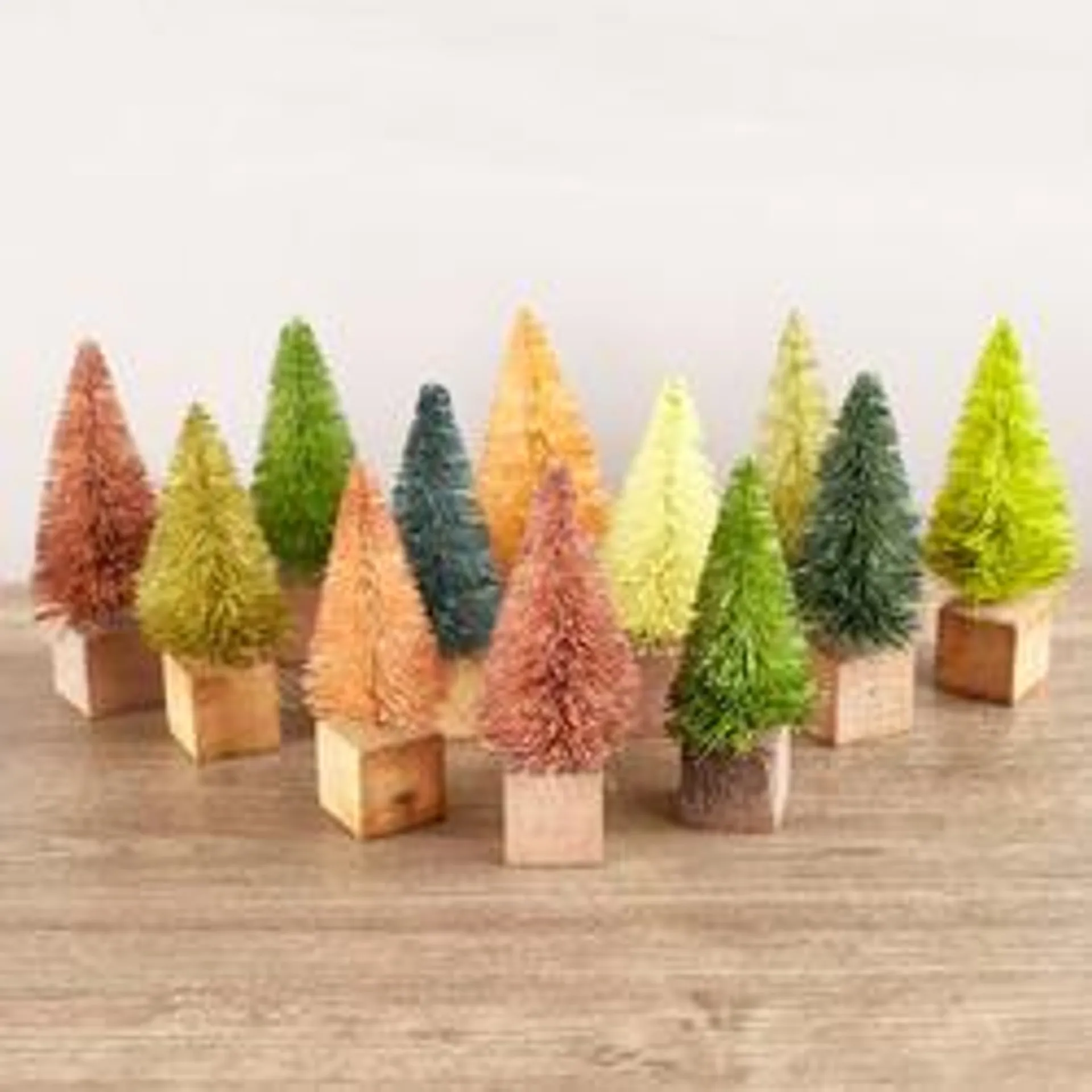 3" Miniature Assorted Bottle Brush Trees (Package of 12 pieces)