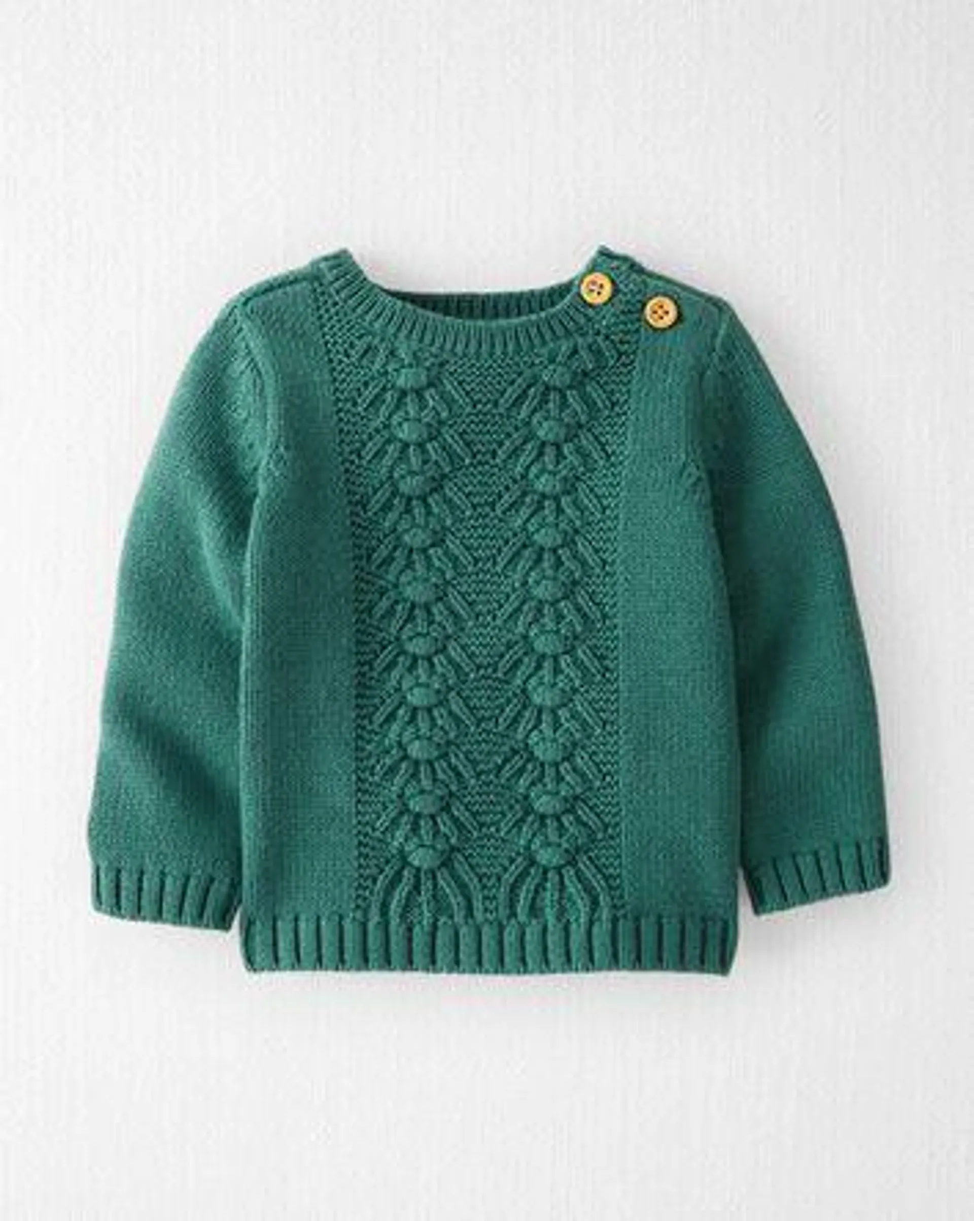 Baby Organic Cotton Cable Knit Sweater in Green