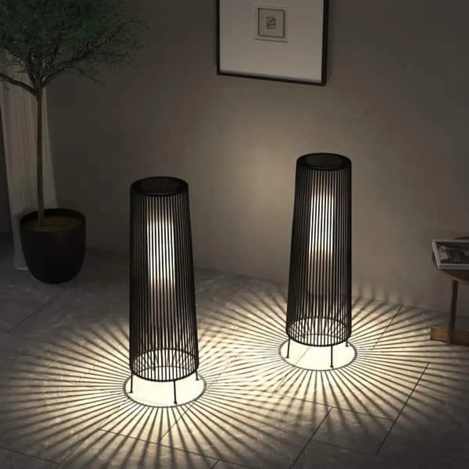 2 Pack Outdoor Floor Lamp Solar Light