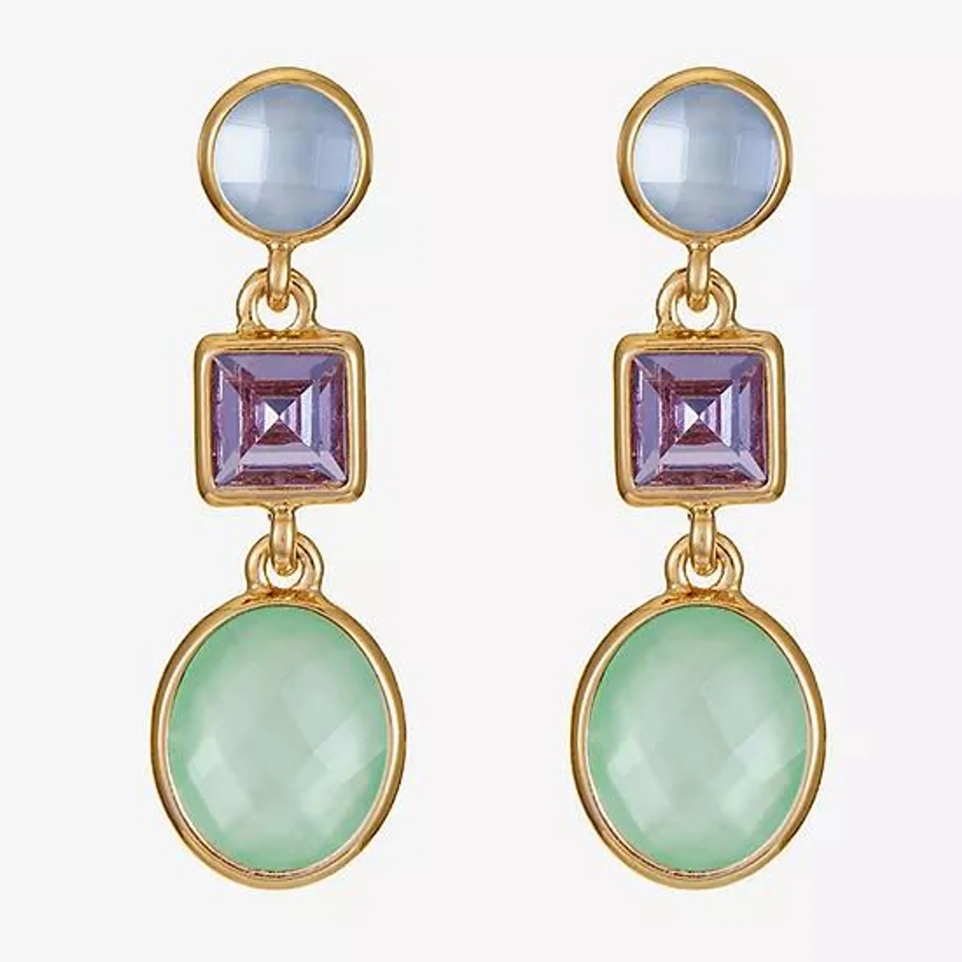 Monet Jewelry Glass Oval Square Drop Earrings