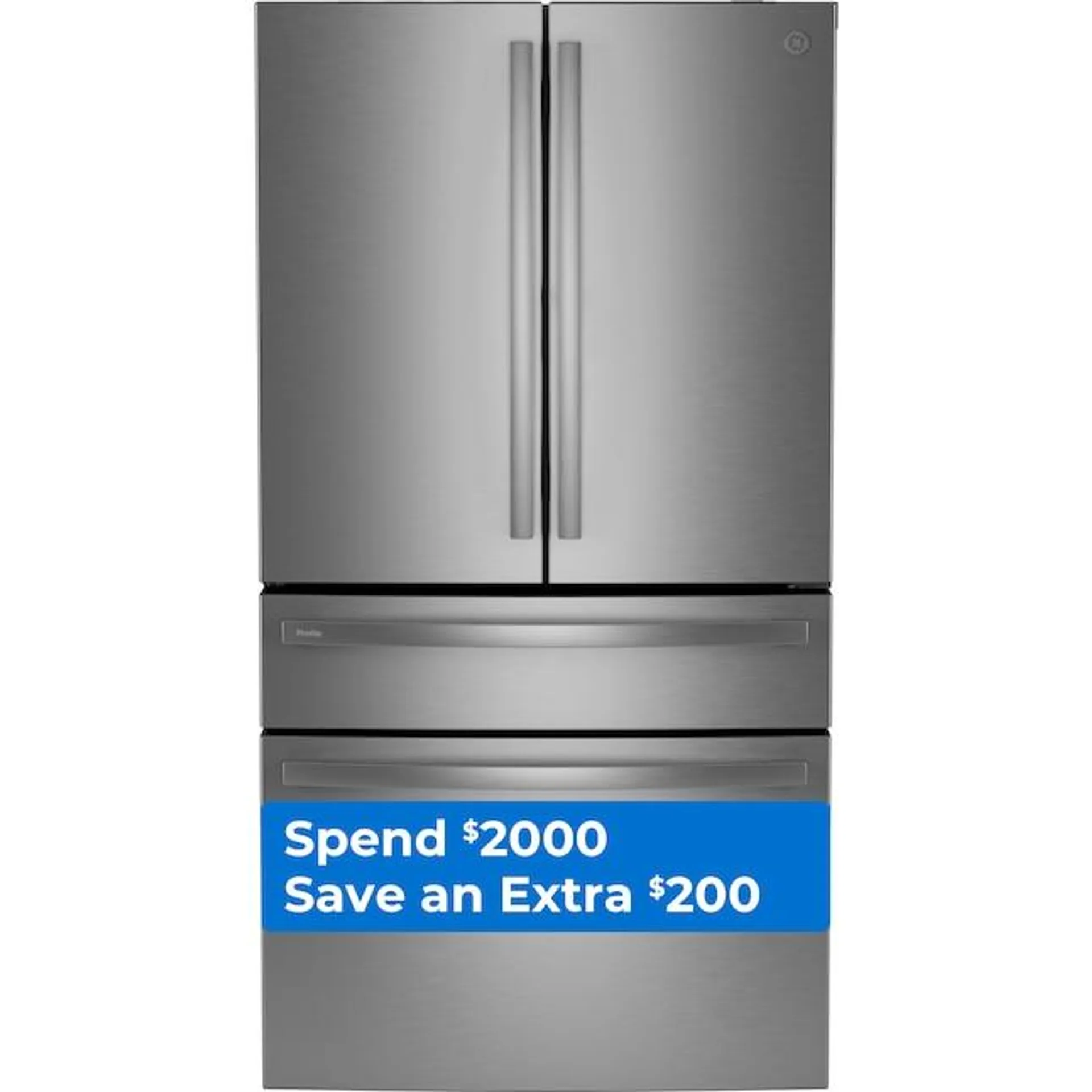 GE Profile 28.7-cu ft 4-Door Smart French Door Refrigerator with Ice Maker and Water dispenser (Fingerprint-resistant Stainless Steel) ENERGY STAR